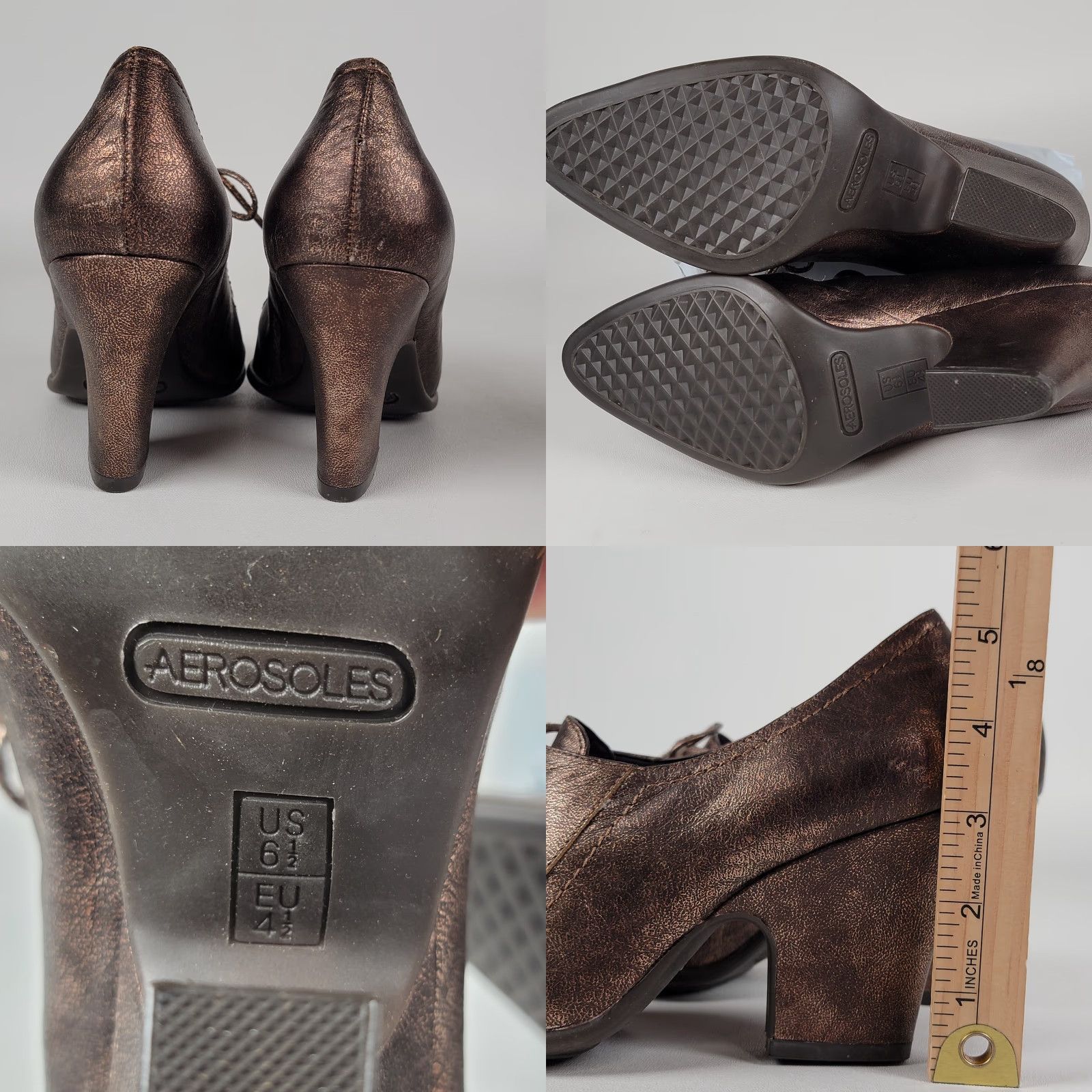 Vintage Aerosoles Veranda Women Brown Suede Lace Up High Block Heel 3.5" 6.5M Size US 7 / IT 37 - 8 Thumbnail