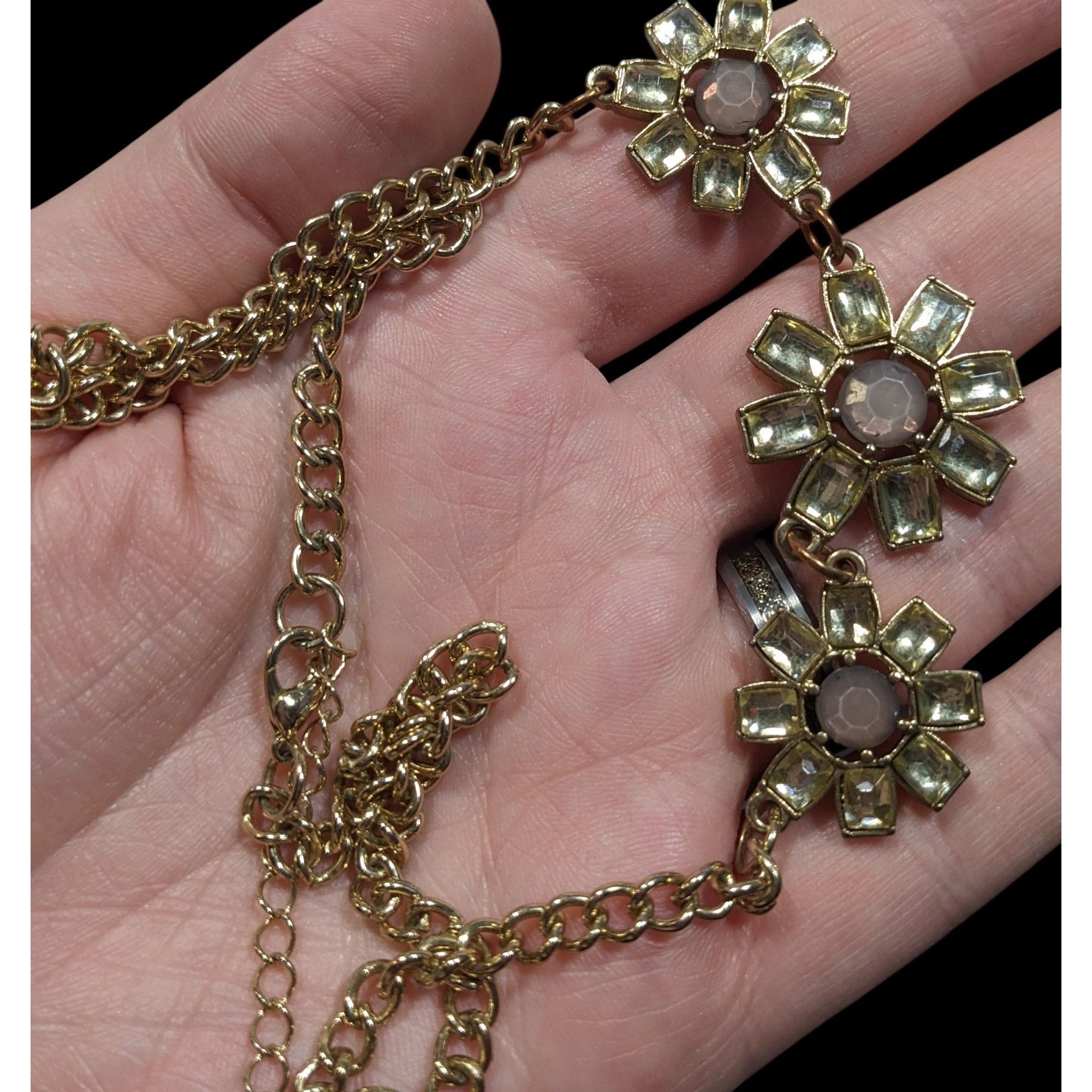 Other Retro Fairycore Gemmed Triple Flower Necklace Size ONE SIZE - 5 Thumbnail