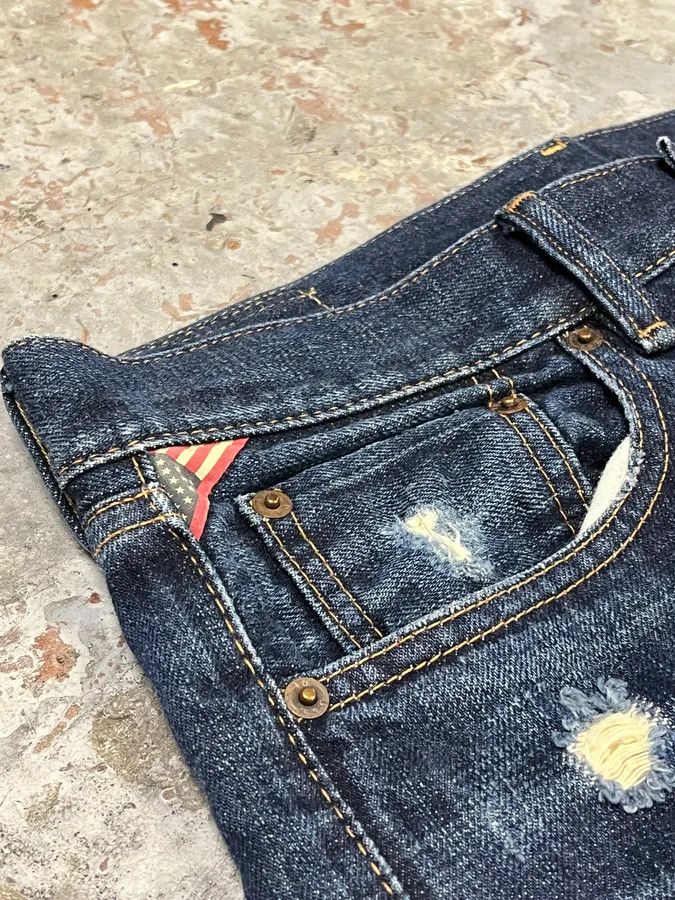 Polo Ralph Lauren 2000s Ralph Lauren Blue Patchwork Effect Slim Denim Jeans Size US 33 - 6 Thumbnail