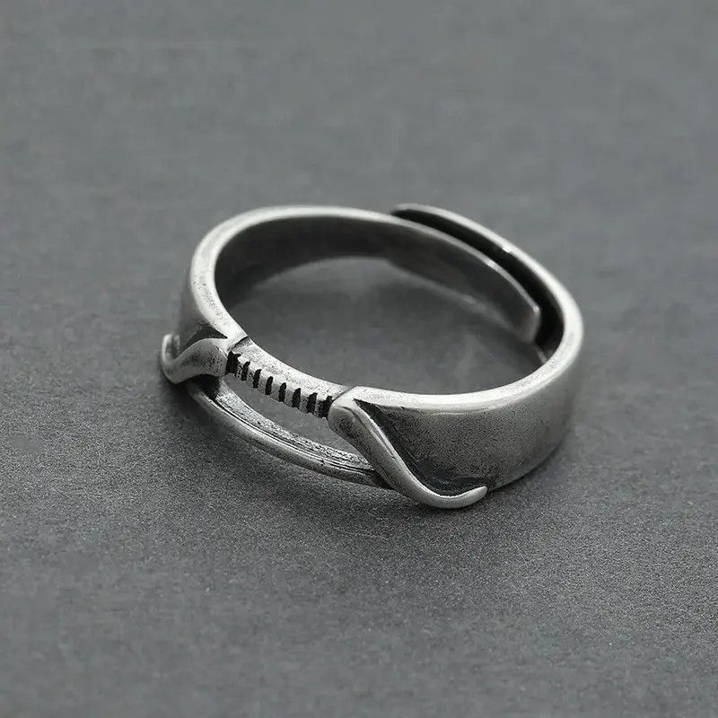 Jewelry × Vintage S925 Ring Male Index Finger Hollow Lines Design Ring Size ONE SIZE - 5 Thumbnail
