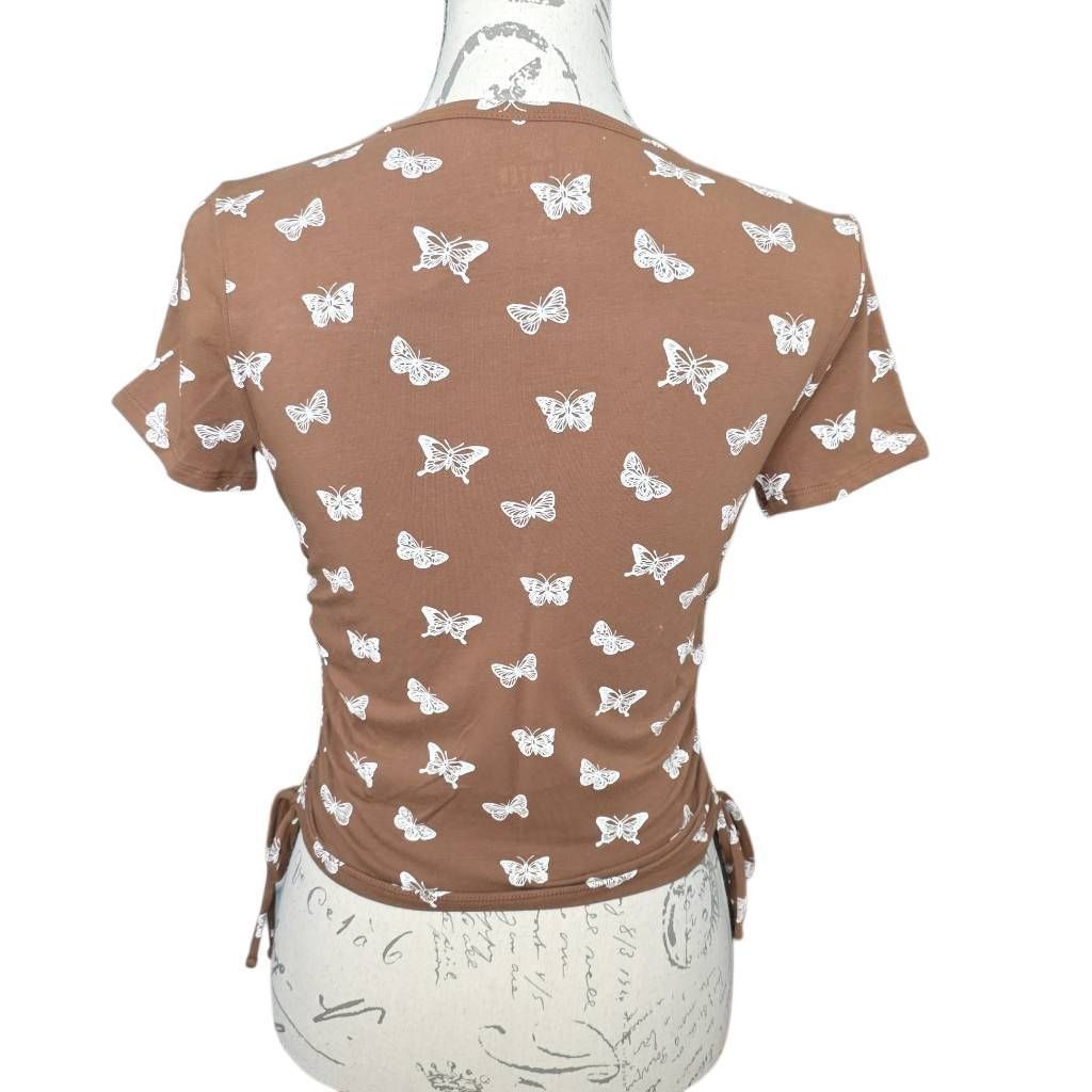 Hollister Hollister Women's Size Small Brown White Butterfly Print Sid Size S / US 4 / IT 40 - 3 Thumbnail