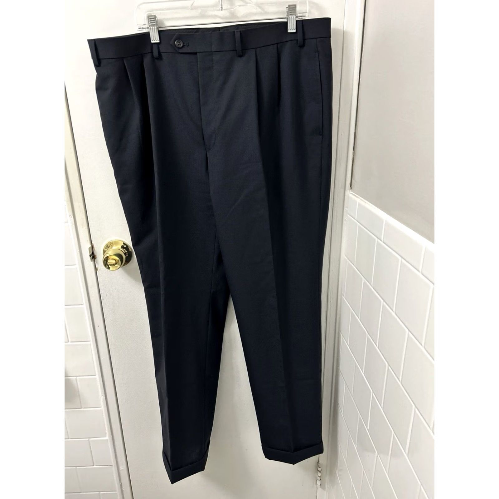 Ralph Lauren VINTAGE? No. Lauren Ralph Lauren Pants Dress Navy 40x32 Wool Pleated Classic Slashe... Size US 40 / EU 56 - 2 Thumbnail