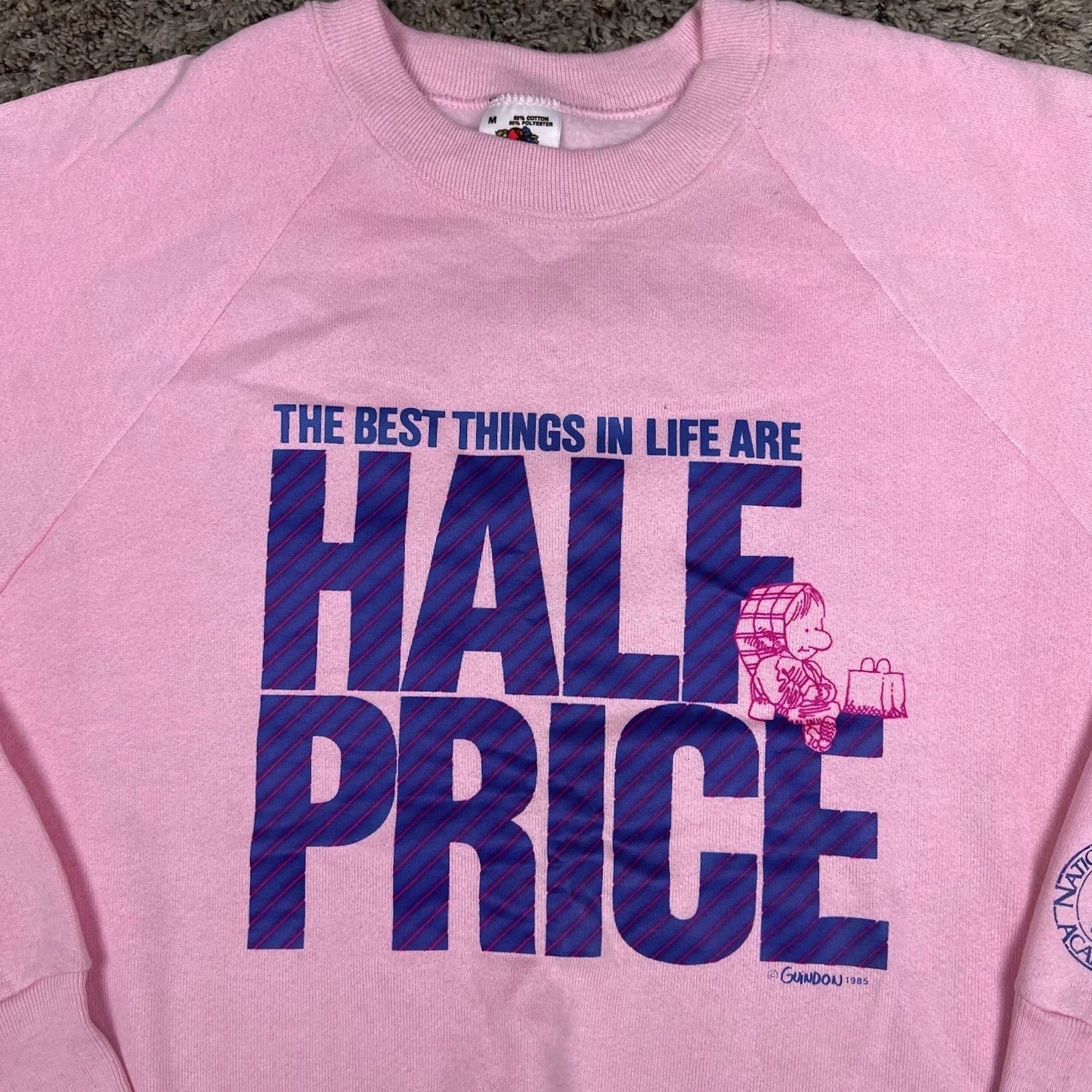 Fruit Of The Loom VINTAGE Fruit Of The Loom Sweatshirt Raglan Crewneck Pink 80s Graphic Print Medium Men Women Regular Sleeves Raglan All Seasons USA Size US M / EU 48-50 / 2 - 6 Thumbnail