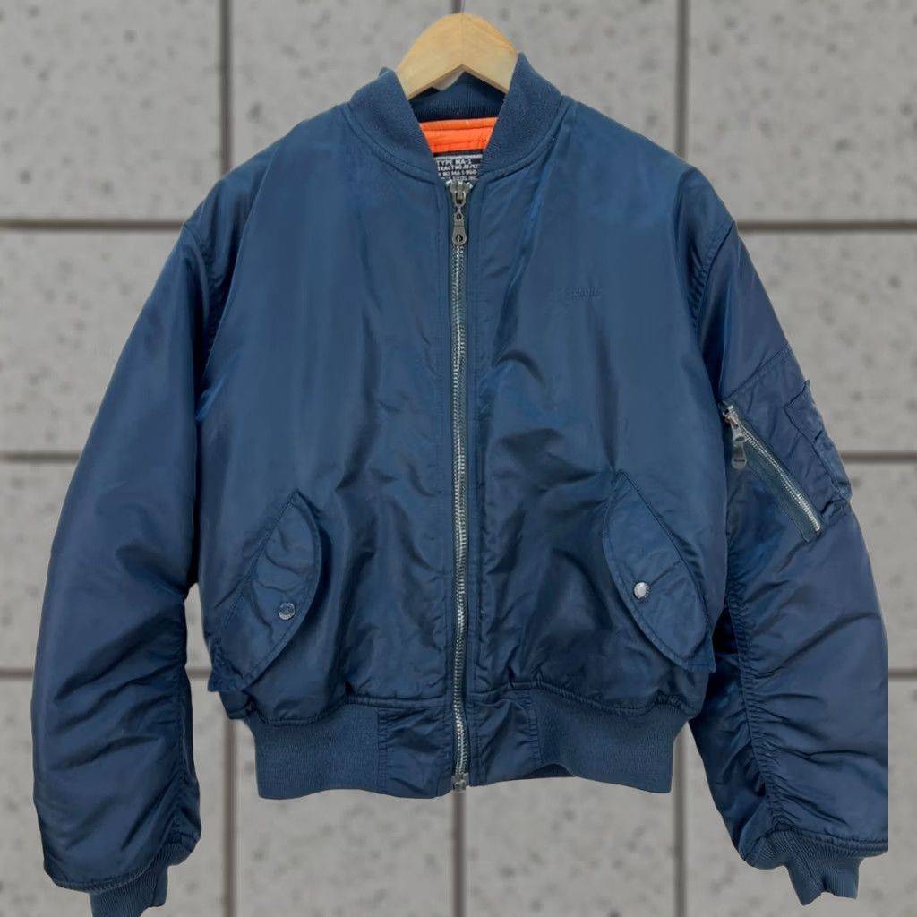 Schott VINTAGE Schott NYC MA-1 Flight Bomber Jacket Blue Nylon Men's Size M/L Size US M / EU 48-50 / 2 - 1 Thumbnail
