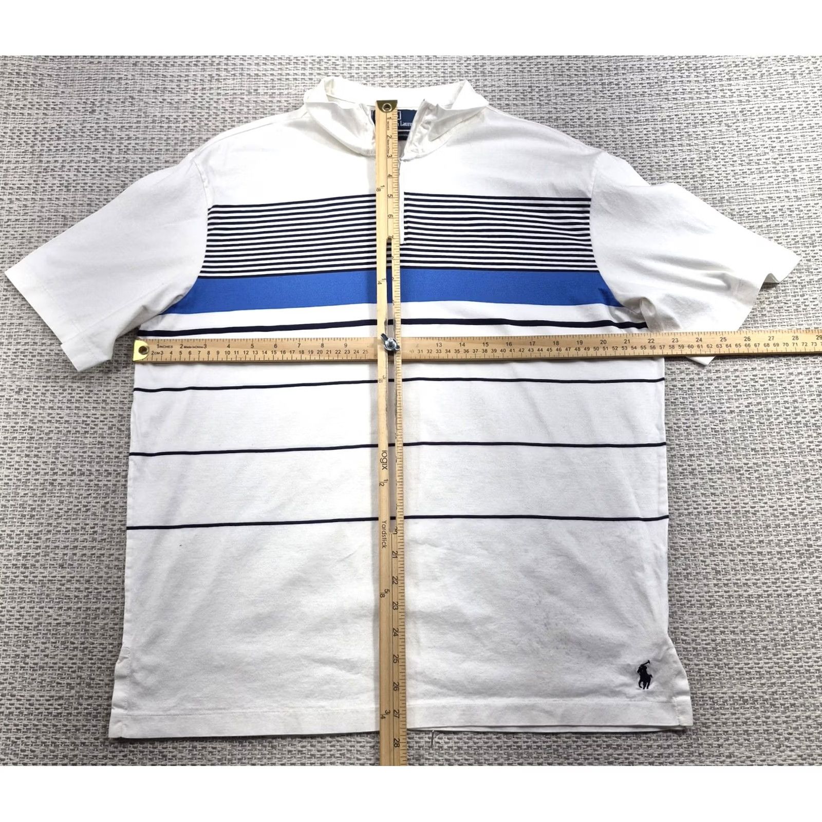 Polo Ralph Lauren Polo By Ralph Lauren Polo Shirt Mens Large White Stripe 1/4 Zip Golf Performance Size US L / EU 52-54 / 3 - 5 Thumbnail