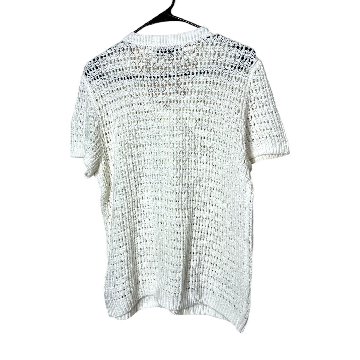 Jones New York Jones New York Sport White Knit Linen Blend Cardigan Sweater Size M / US 6-8 / IT 42-44 - 8 Thumbnail