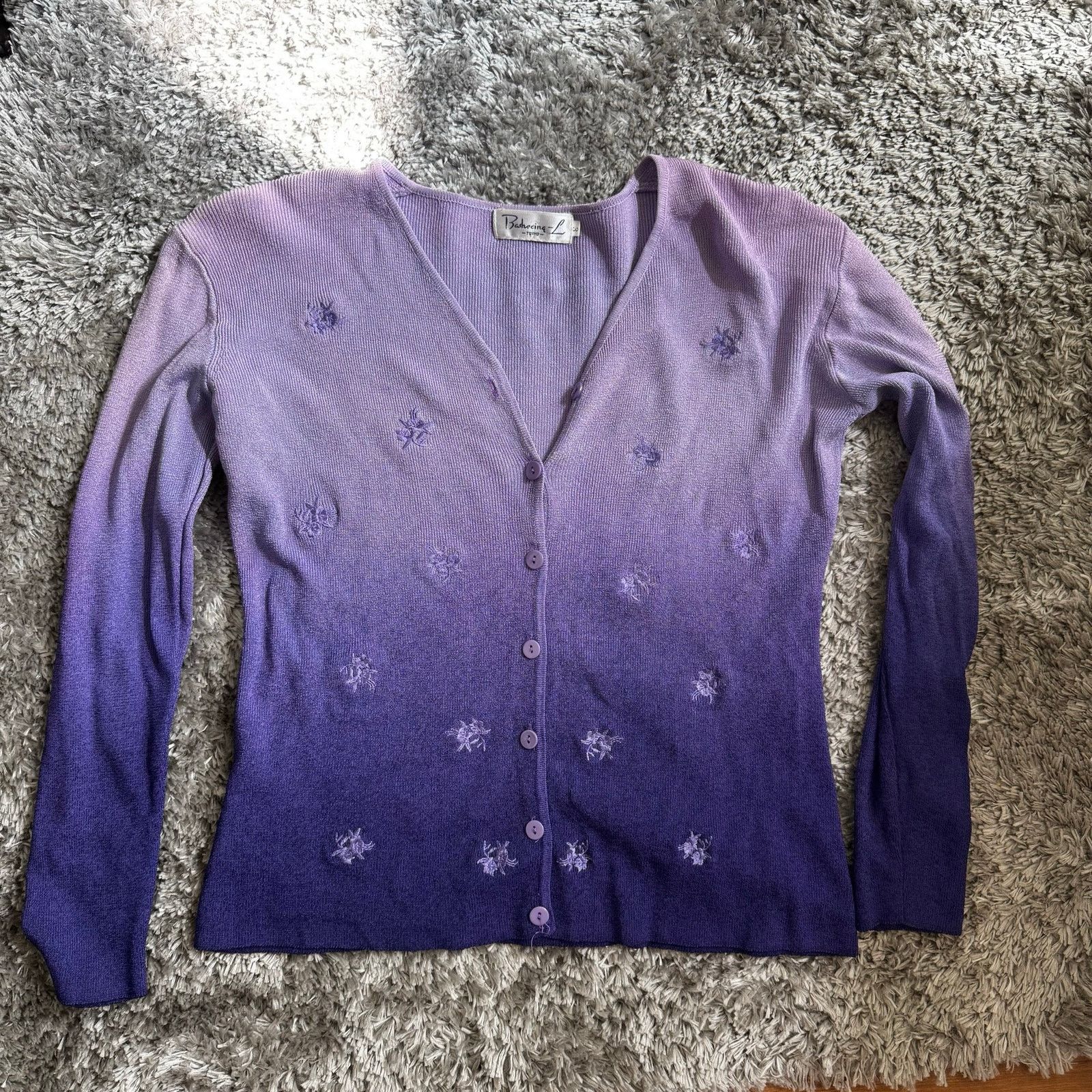 Vintage VTG 90s Bashecinq Tokyo Purple Ombre Cardigan Sweater Size 3 Size S / US 4 / IT 40 - 5 Thumbnail
