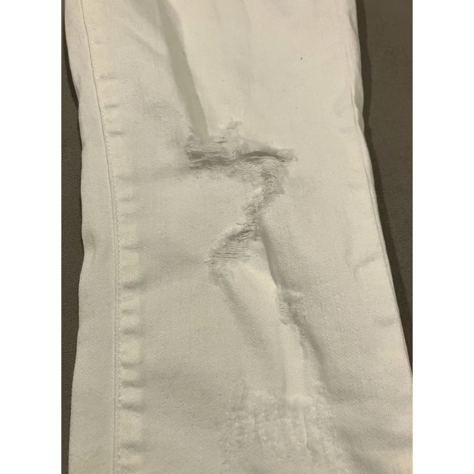 Vintage Elan White Jeans - Distressed Knee - Raw Hem - Size Small - 5-Pocket Denim Skinny Women NWT Size 28" / US 6 / IT 42 - 6 Thumbnail