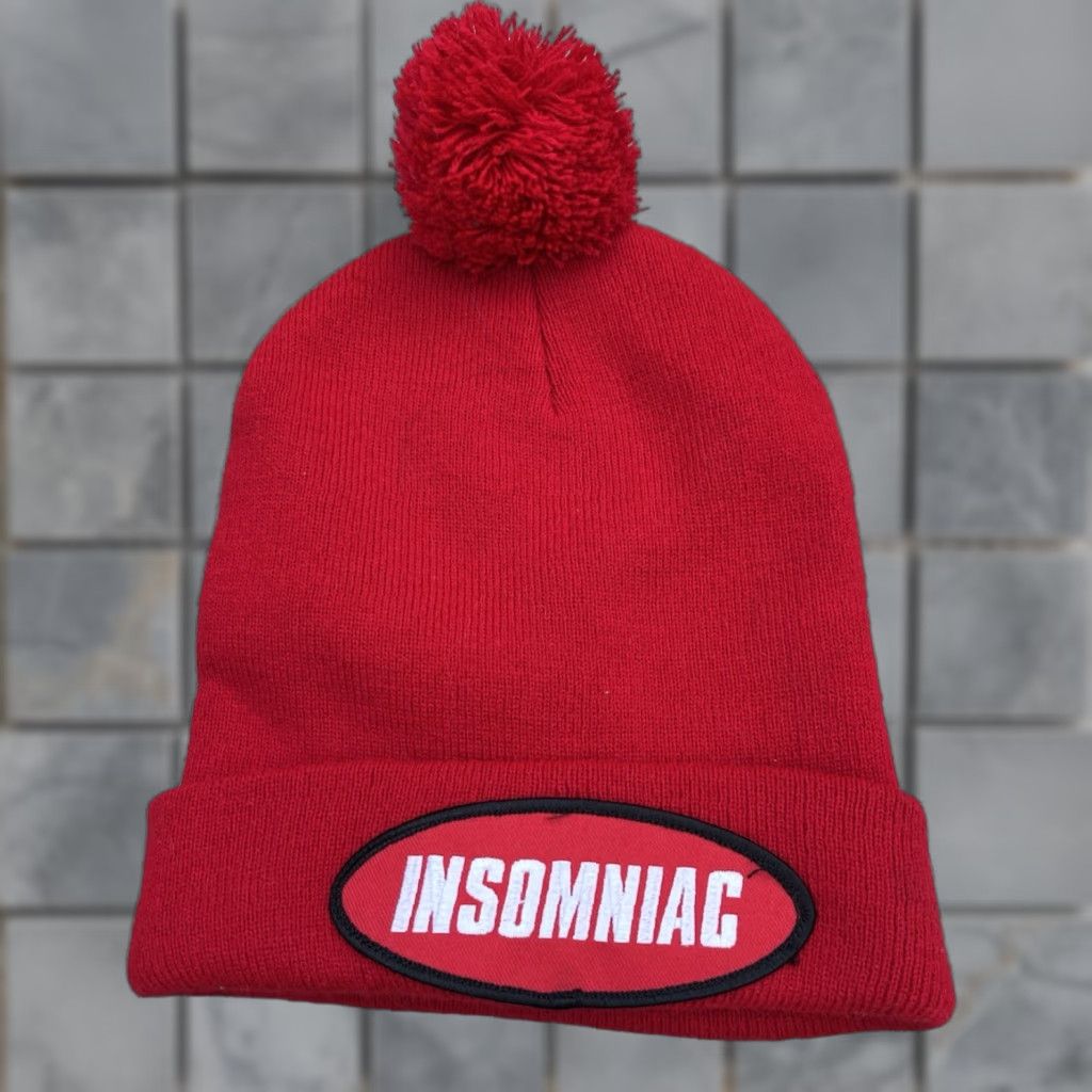 Logo 7 Insomniac Beanie Red Logo One Size Unisex Hip Hop Street Work Size ONE SIZE - 1 Thumbnail