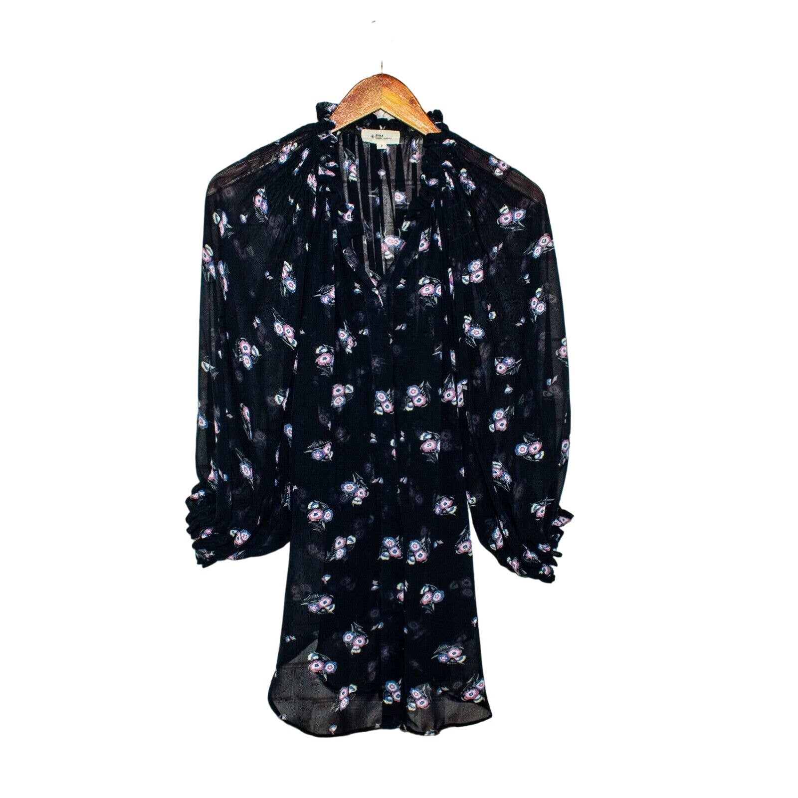 Isabel Marant Etoile ISABEL MARANT Etoile 100% Silk Sheer Blouse Blue Floral Size XXL / US 16-18 / IT 52-54 - 6 Thumbnail