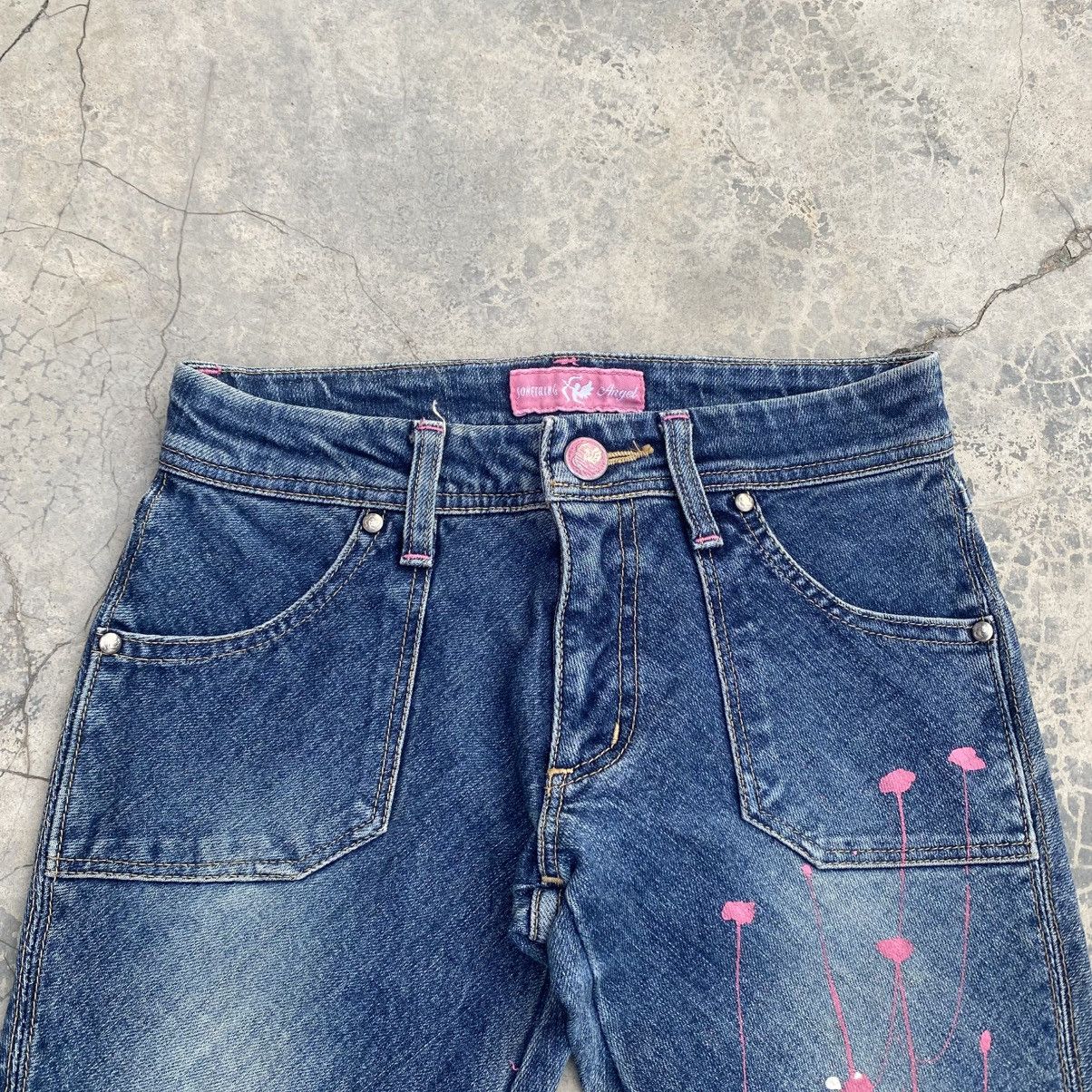 Edwin SOMETHING ANGEL Pink Splatter Stretchable Flared Jeans Size 24" / US 00 / IT 34 - 5 Thumbnail