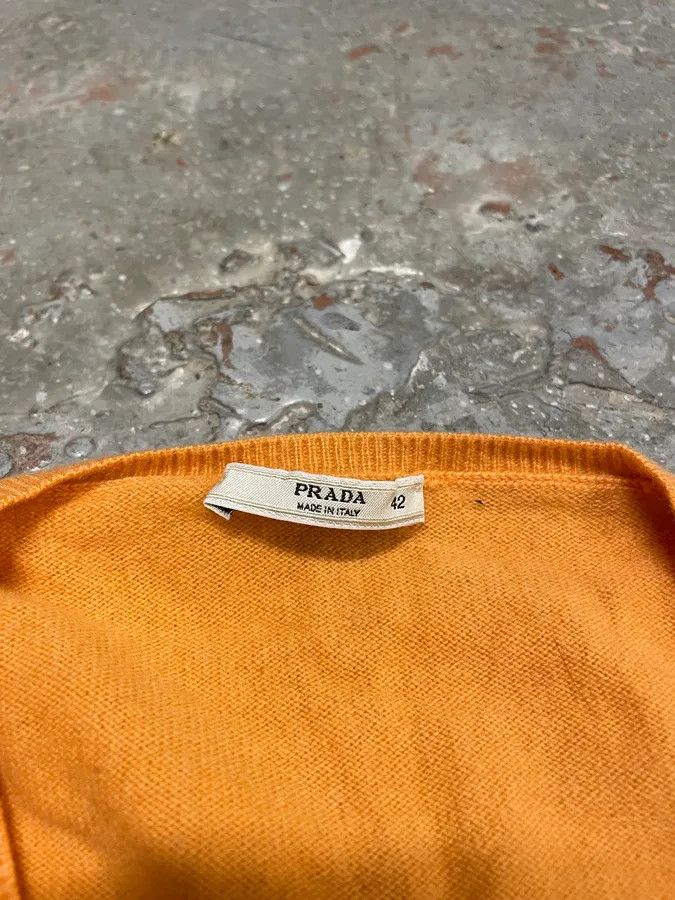 Prada 2000s Prada Orange V Neck Sweater Size XS / US 0-2 / IT 36-38 - 6 Thumbnail