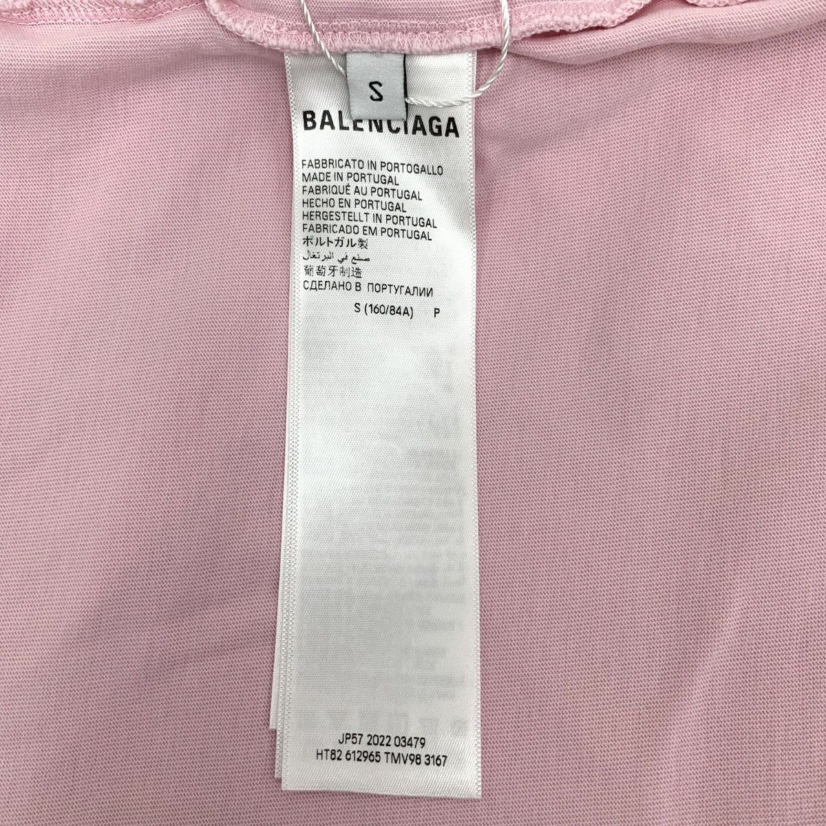 Balenciaga Balenciaga Pink Logo Printed Cotton Crew Neck T-Shirt K26WX Size S / US 4 / IT 40 - 6 Thumbnail