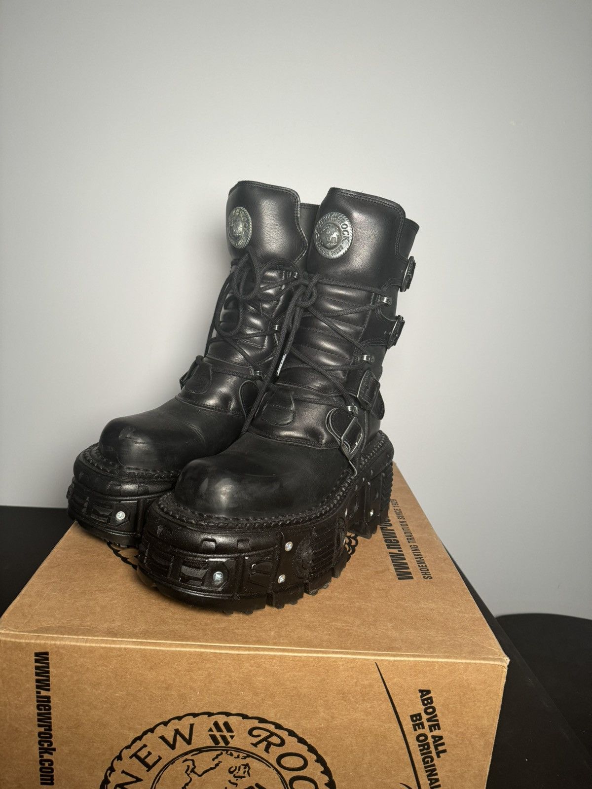 Genuine Leather × New Rock New Rock Platform Boots TANK373-S1 Leather Combat Buckles Size US 9 / EU 42 - 3 Thumbnail