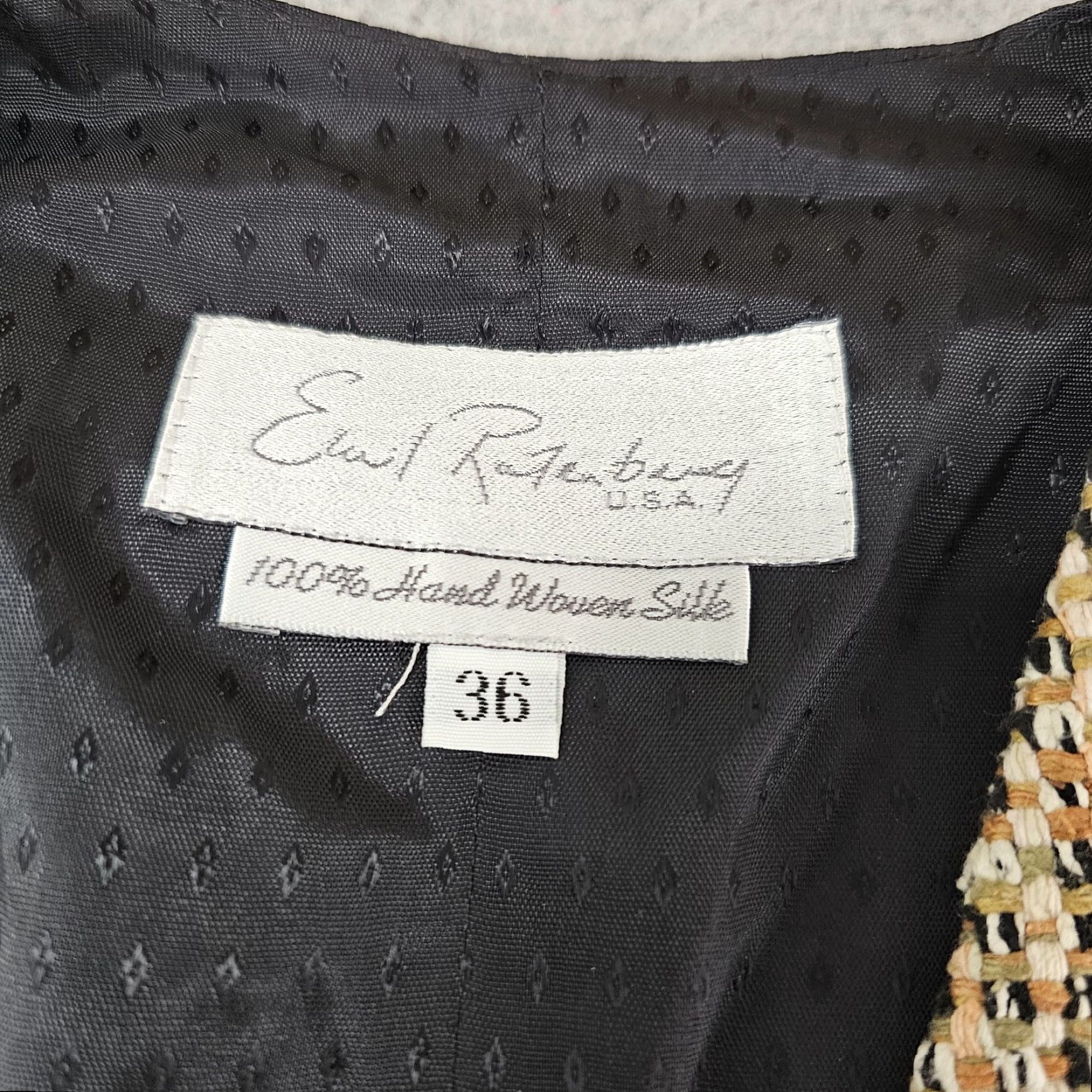 Vintage VINTAGE Earl Ratenburg Vest Womens 36 Beige Black Hand Woven Silk Made USA Size XS / US 0-2 / IT 36-38 - 3 Thumbnail
