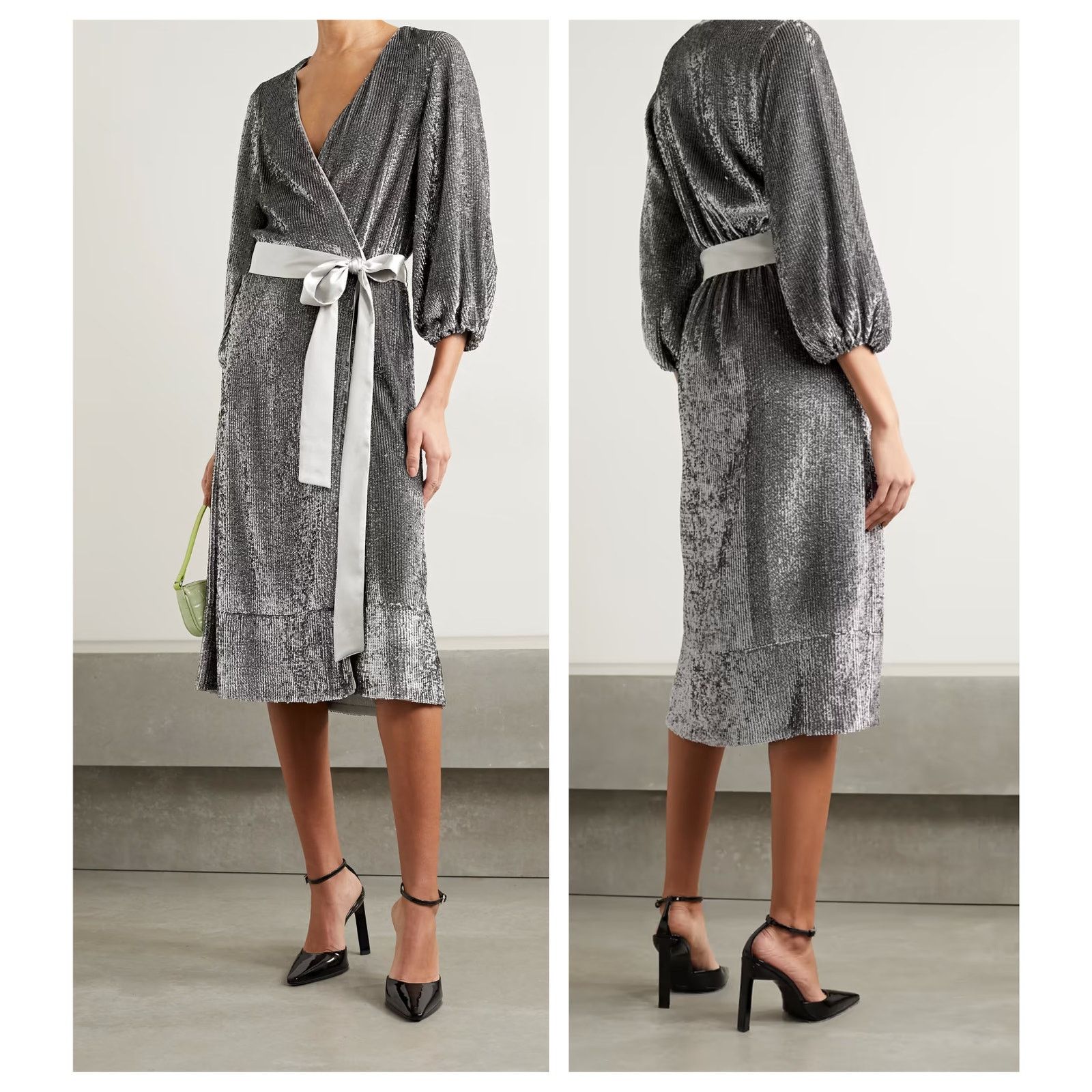 Alice + Olivia NWT ALICE + OLIVIA Anne Sequin Long Sleeve Wrap Dress Size 2 Size XS / US 0-2 / IT 36-38 - 12 Thumbnail