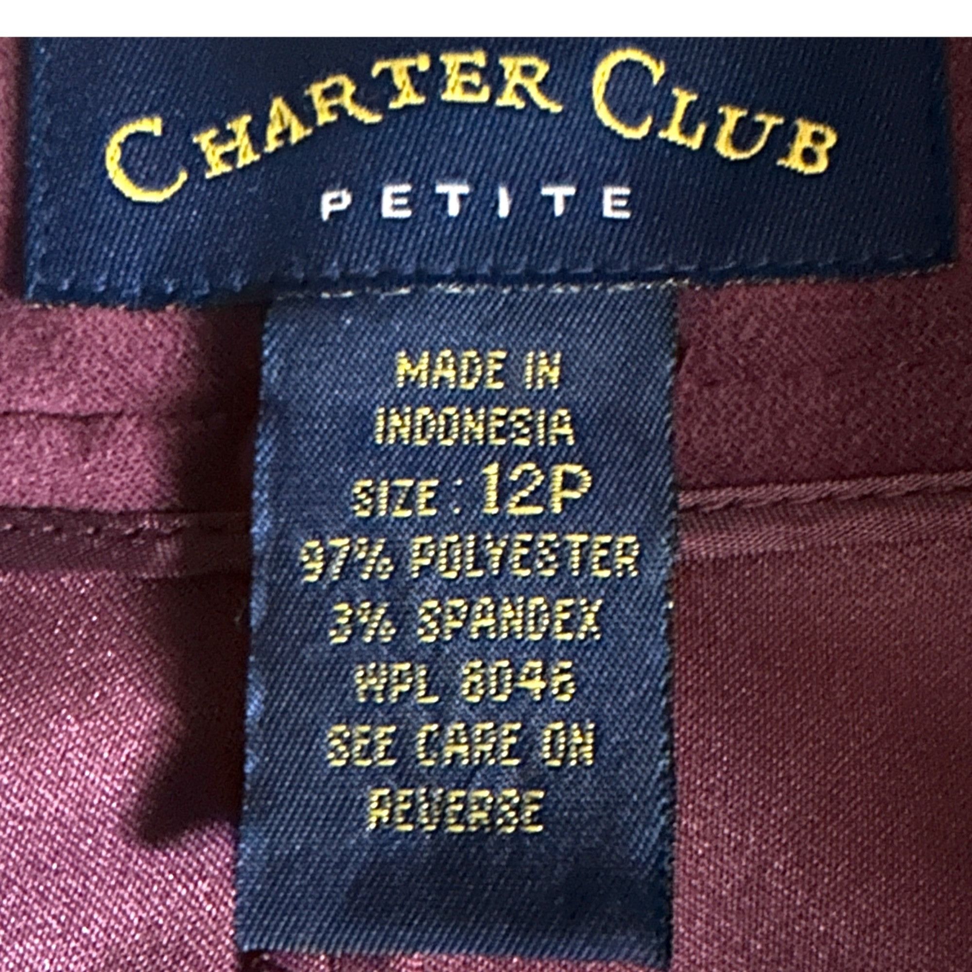 Charter Club Charter Club Petite 12P Womens Burgandy Velveteen Pants Clas Size 28" / US 6 / IT 42 - 4 Thumbnail