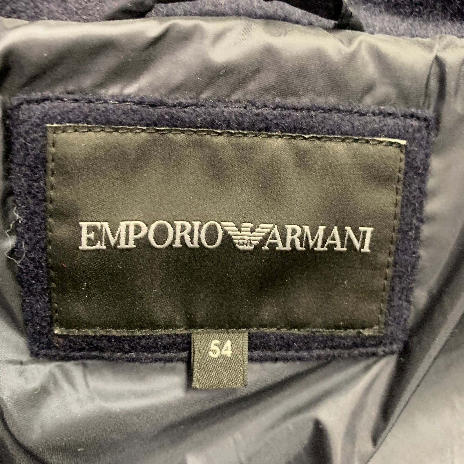 Emporio Armani EMPORIO ARMANI Size 44 Navy Wool Cashmere Padded Coat Size US XL / EU 56 / 4 - 4 Thumbnail