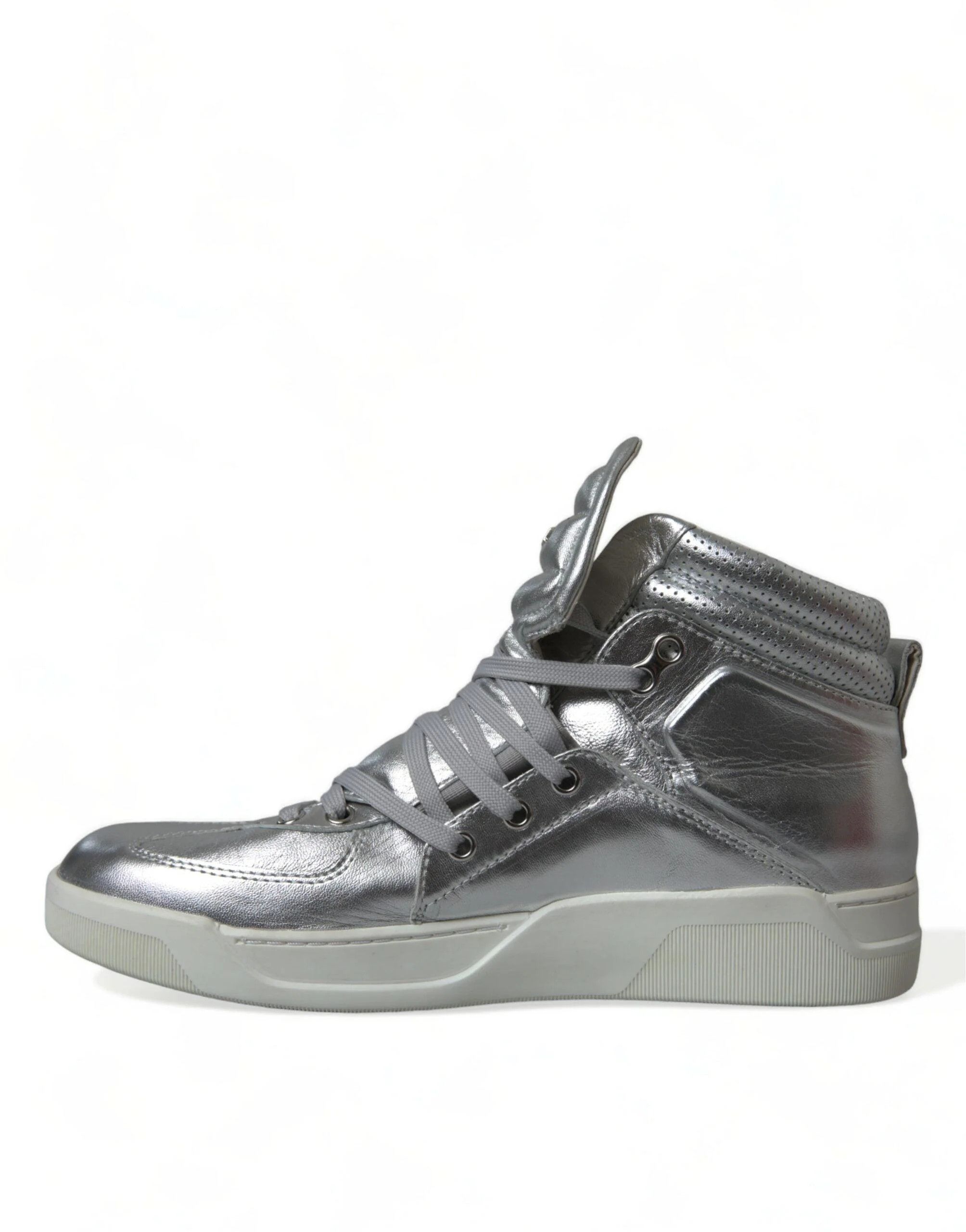 Dolce & Gabbana o1y0125 Logo Hi-Top Sneakers in Silver Size US 6.5 / EU 39-40 - 1 Thumbnail