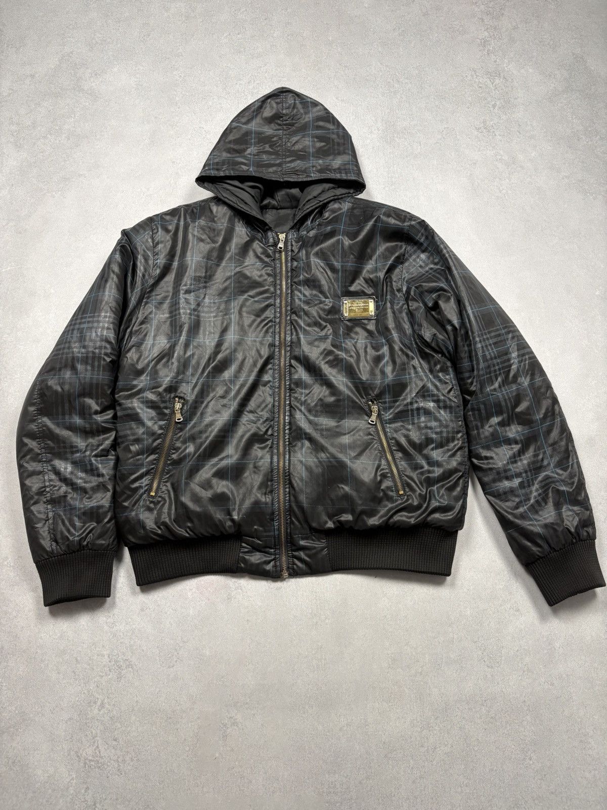 Dolce & Gabbana Dolce & Gabbana Sport 2000s Black Check Puffer Jacket VTG Size US L / EU 52-54 / 3 - 1 Thumbnail