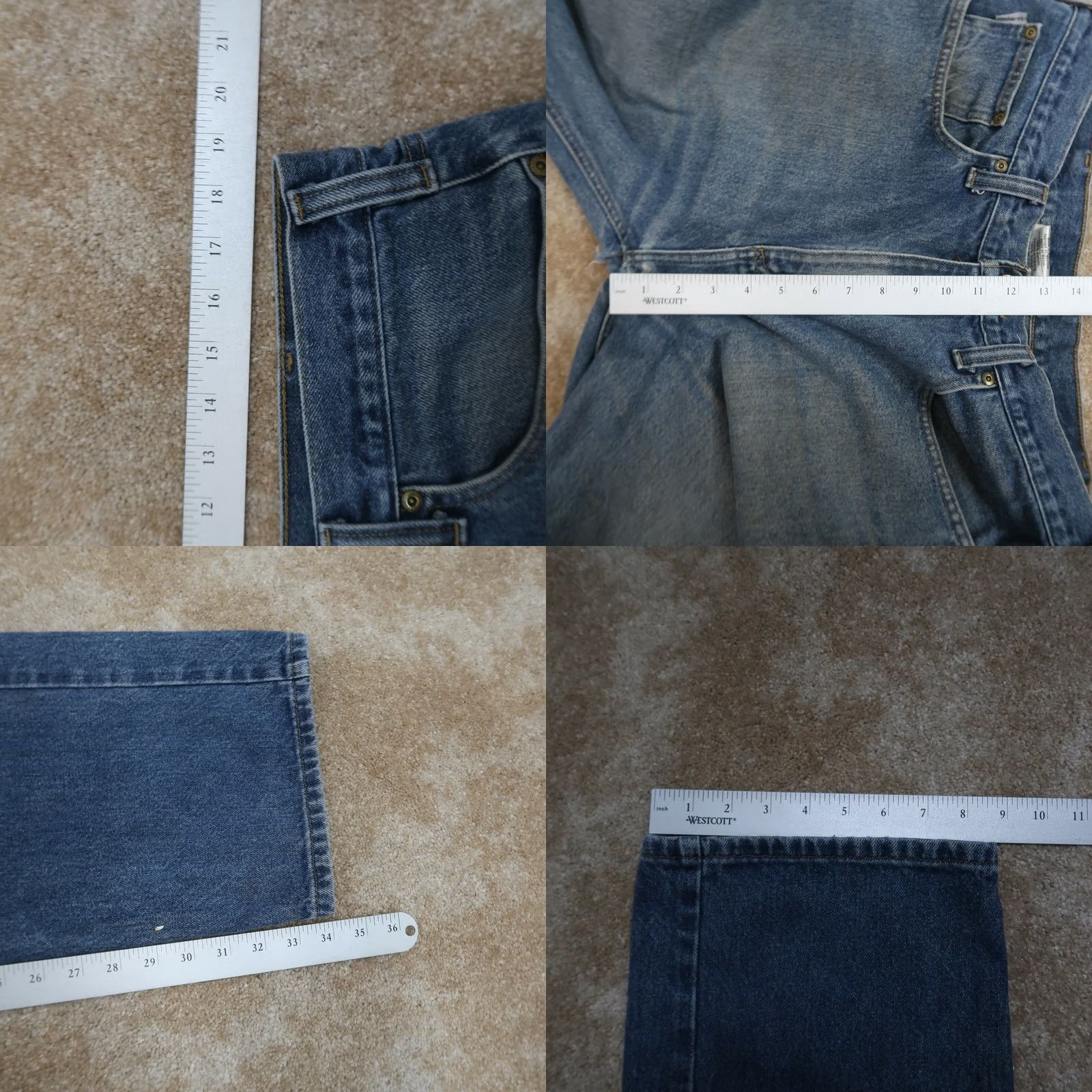 Carhartt VINTAGE Carhartt B460 Relaxed Straight Jeans Mens 36x34 Distressed Denim workwear Blue 80s 90s Grunge Rock Mens Size US 36 / EU 52 - 8 Thumbnail