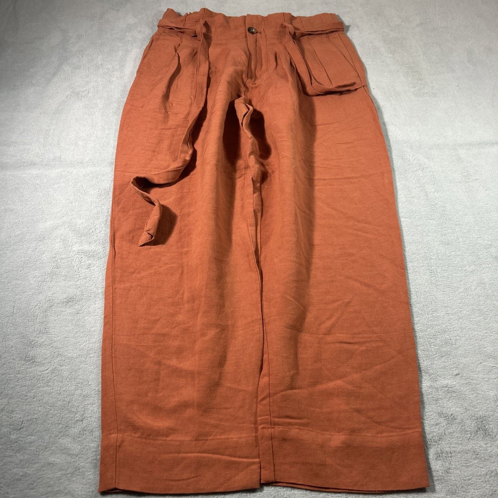 Madewell Baggy Linen Paperbag Pants 28x25 Hamilton Boho Cottage Belt Size 26" / US 2 / IT 38 - 10 Thumbnail