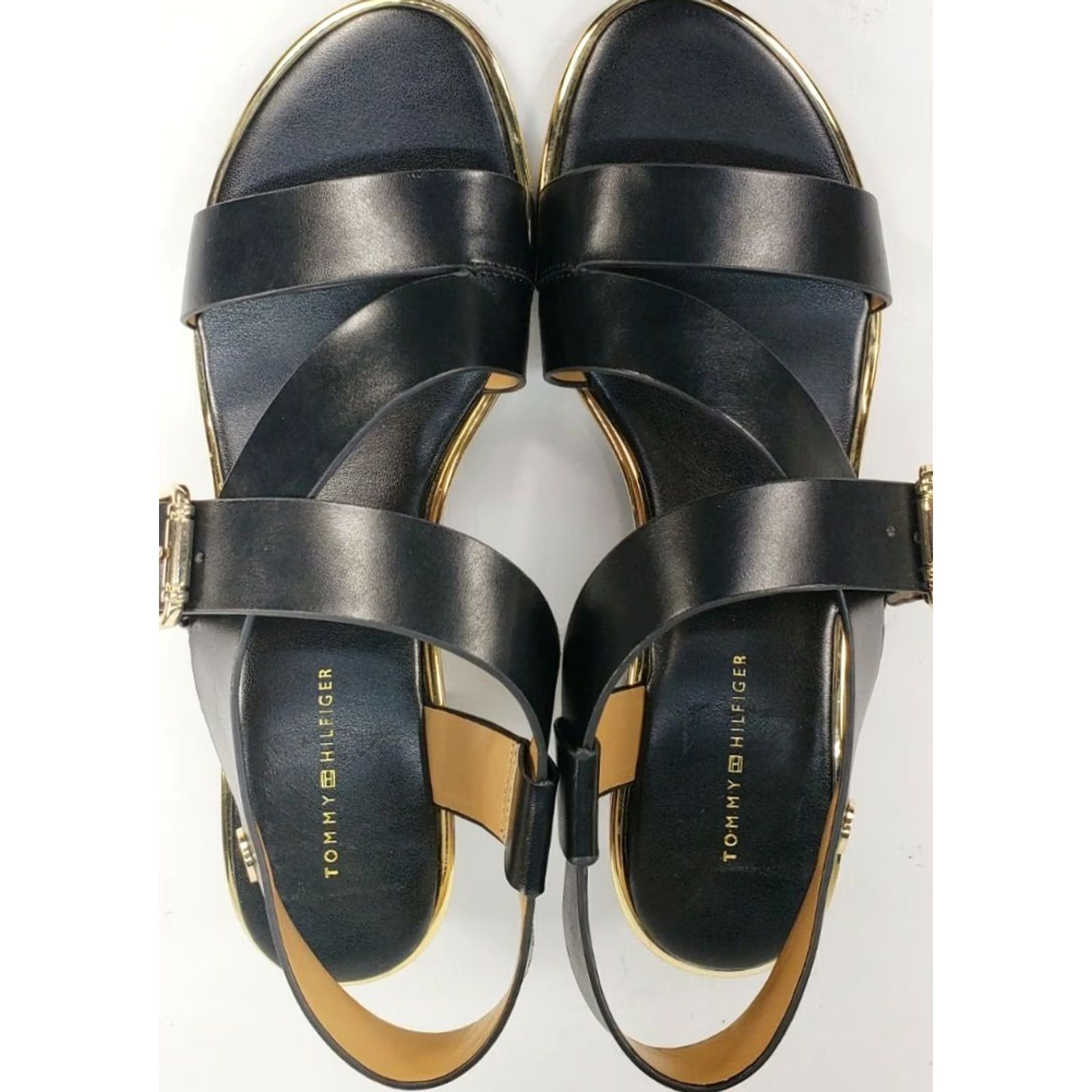 Tommy Hilfiger Tommy Hilfiger Konas Women's Sandal T-Strap Black Leather 9M Heel Low Block Strappy Size US 9 / IT 39 - 7 Thumbnail