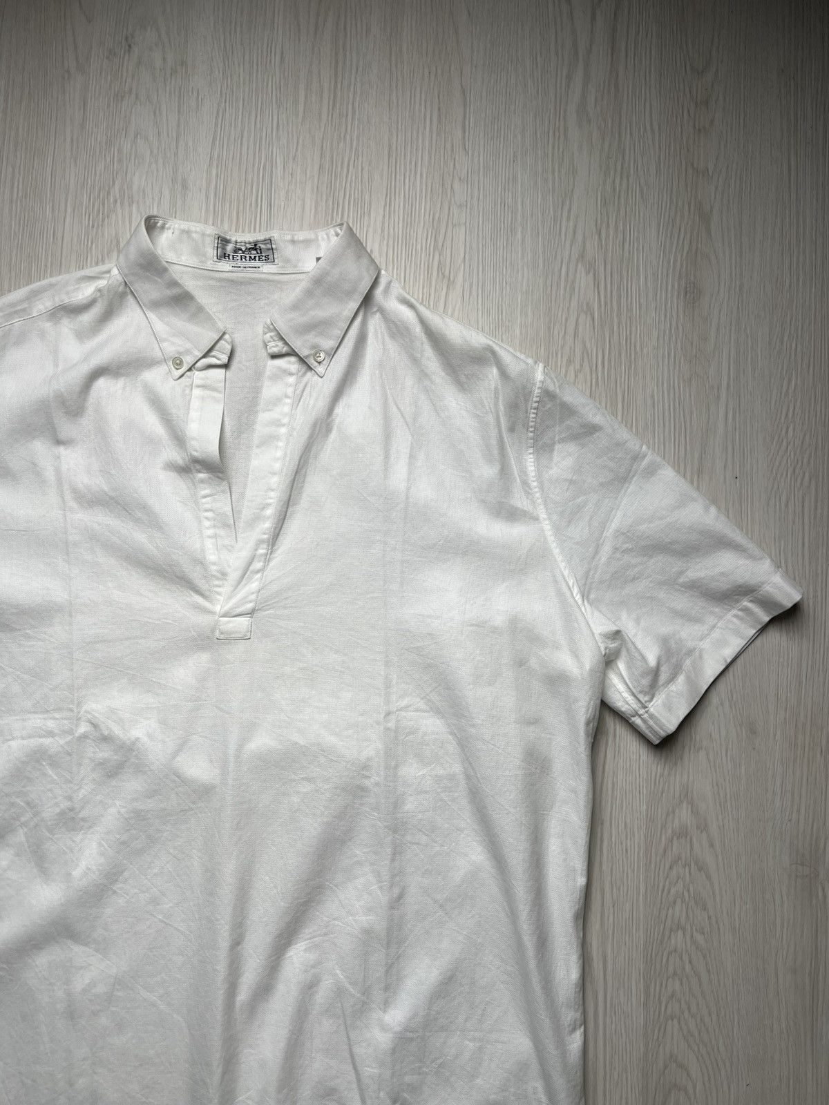 Hermes Hermes white cotton vareuse shirt Inspired from runway SS99 Size US L / EU 52-54 / 3 - 2 Thumbnail