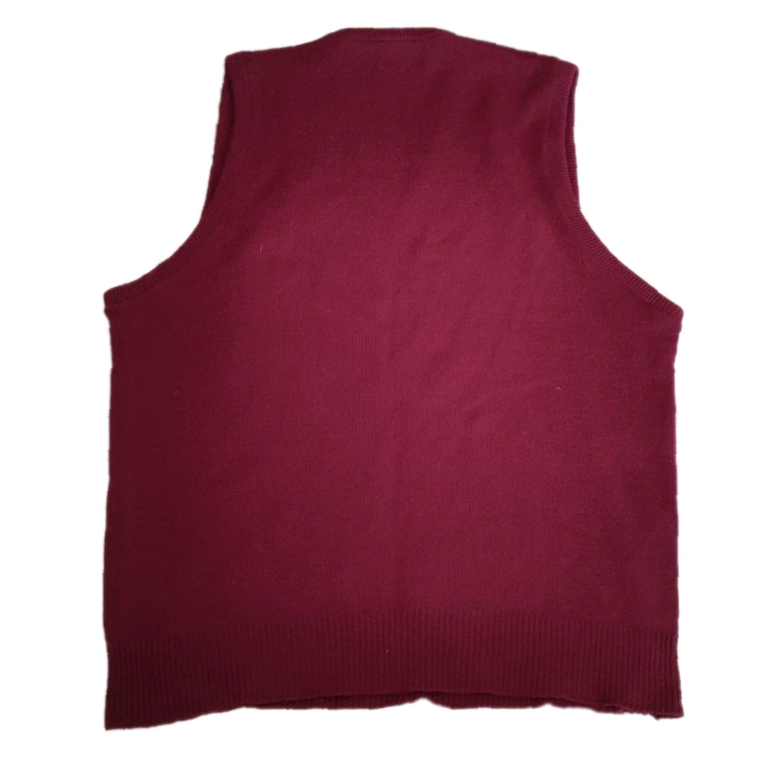 Vintage Vintage Desmond's 1960s Cashmere V-Neck Sweater Vest Mens Medium Burgundy All Seasons Size US M / EU 48-50 / 2 - 2 Thumbnail