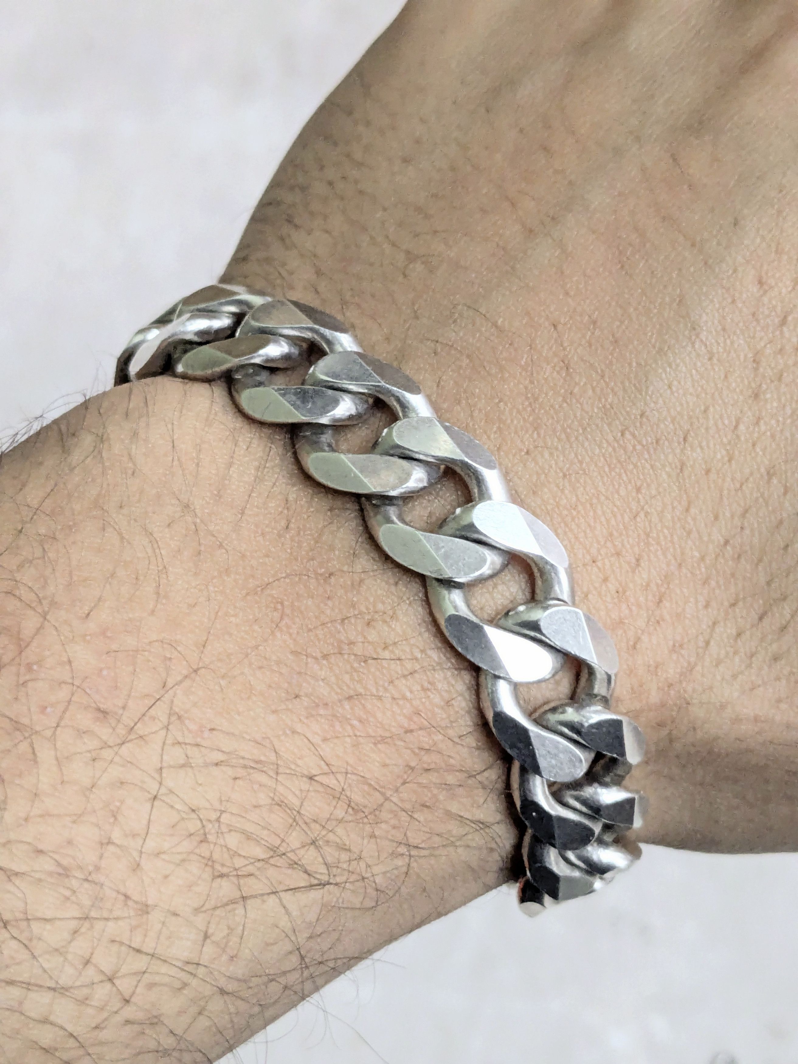 Jewelry Vintage Sterling Silver Bracelet Cuban Link Chain 8.5 Size ONE SIZE - 7 Thumbnail