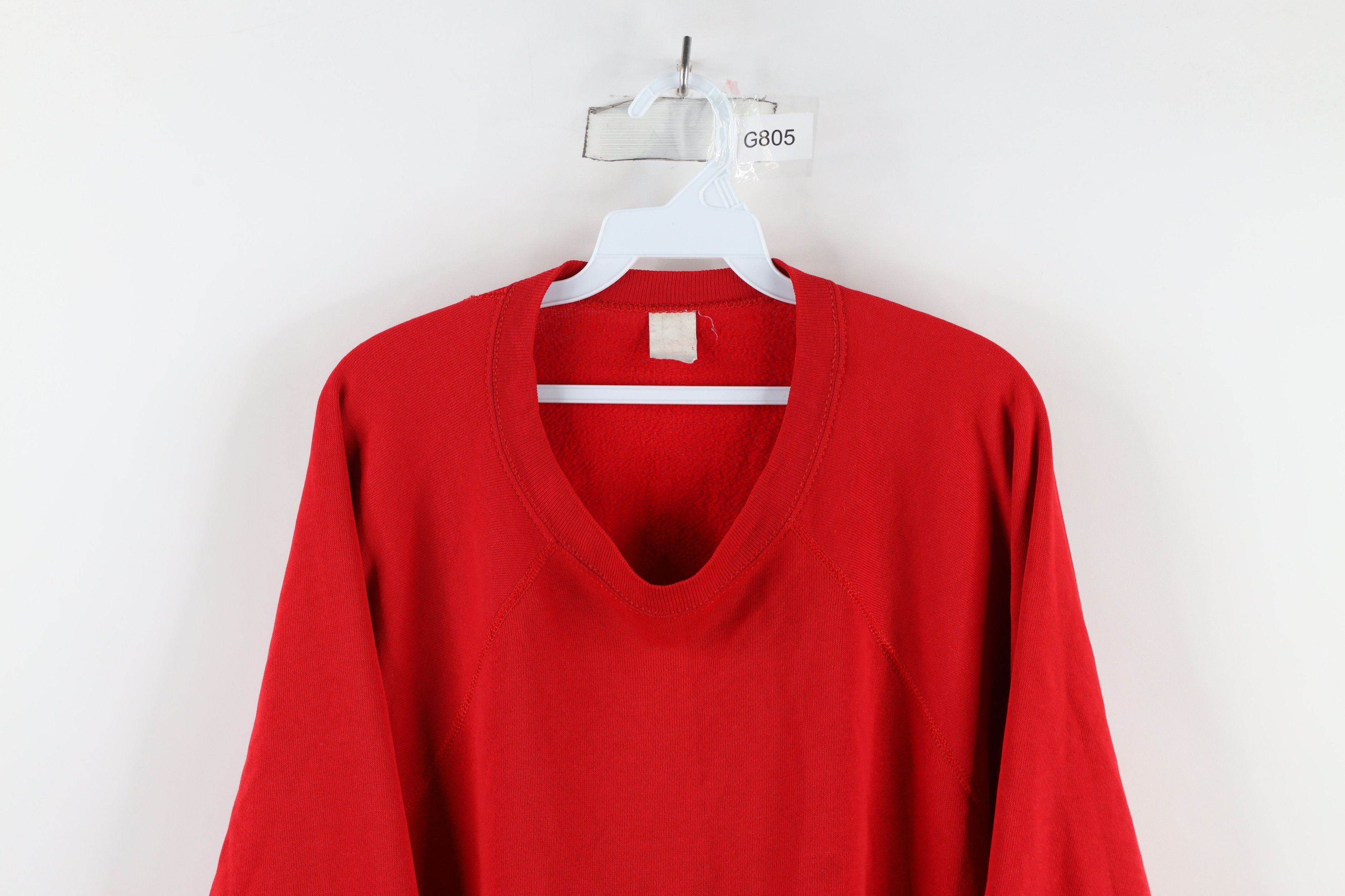 Vintage Vintage 90s Streetwear Blank Raglan Sweatshirt Red USA Size US XXL / EU 58 / 5 - 2 Thumbnail