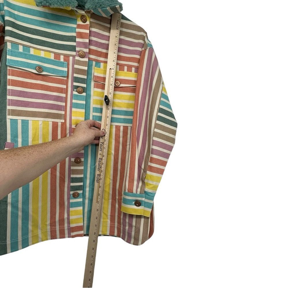 NOCTURNE NOCTURNE PRINTED DENIM JACKET STRIPED RAINBOW WOMENS SIZE XS Size XS / US 0-2 / IT 36-38 - 5 Thumbnail