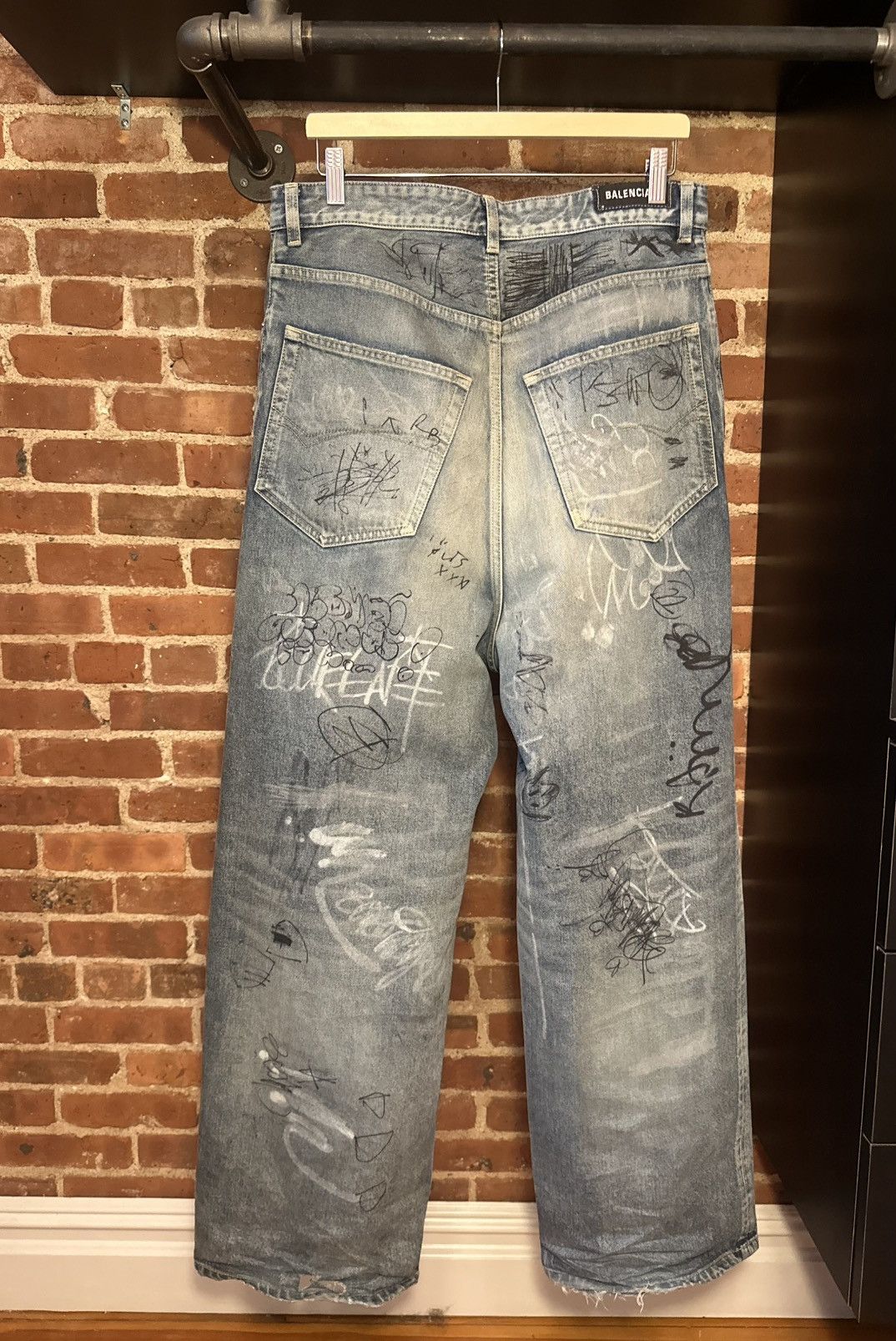 Balenciaga SS/23 Runway Mud Show Graffiti Denim (Left Hand) Size US 31 - 2 Thumbnail