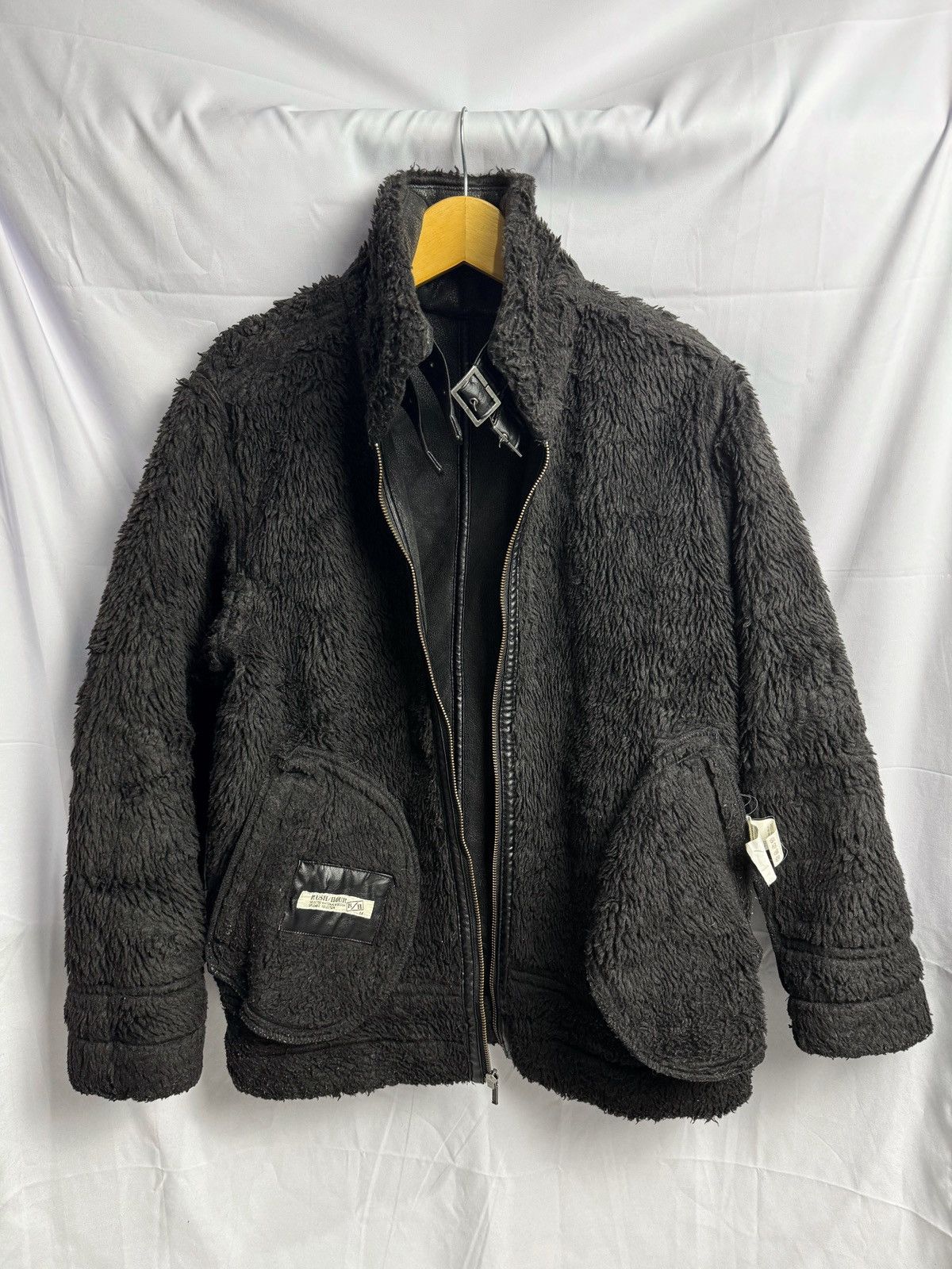 Pre-owned 14th Addiction Japanese Rush Hour Fur Gothic Jacket Punk Leather In Black