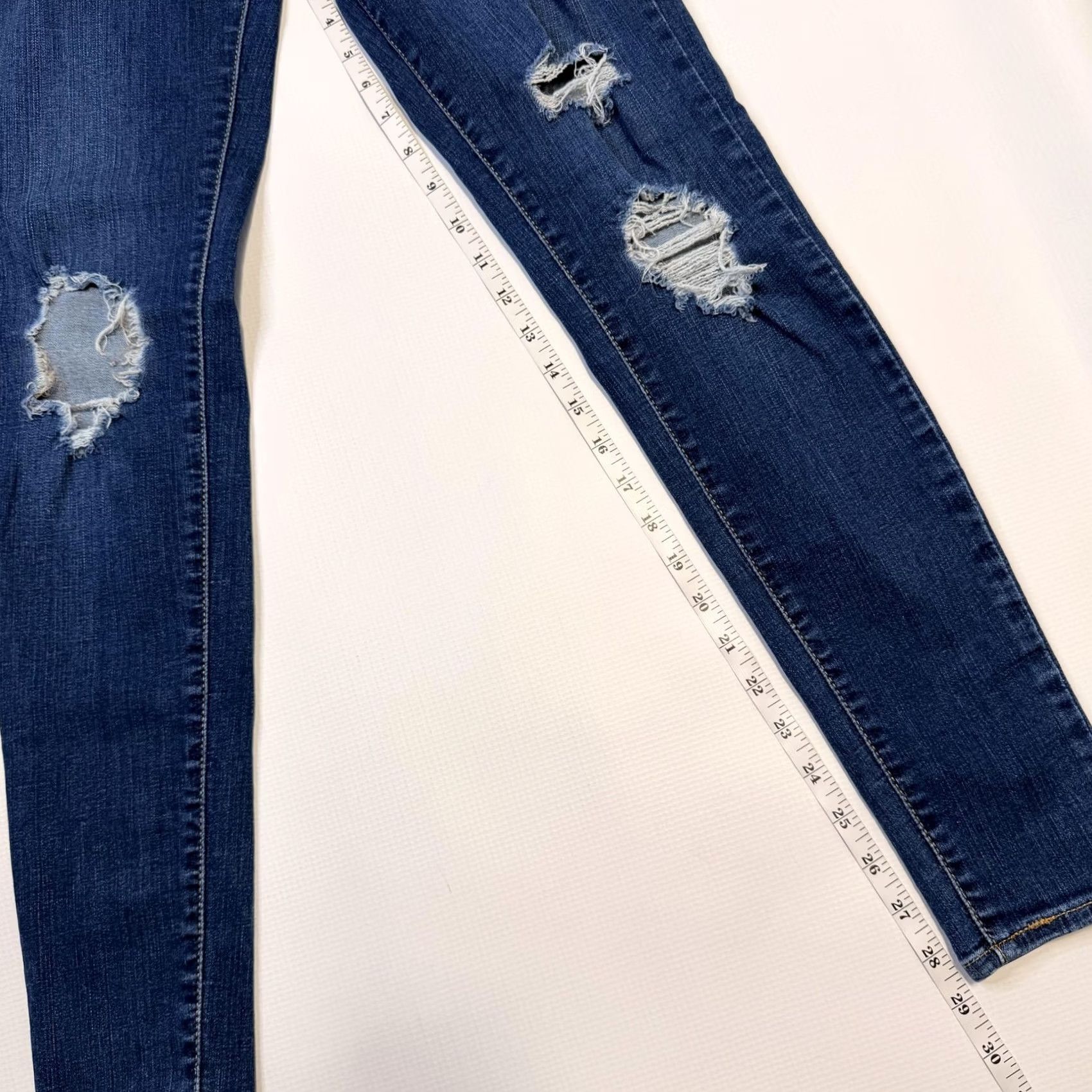 Levi's Levi's Jeans Womens Miles High Super Skinny 27 Blue Distressed Stretch High Rise Clothing Denim Jeans Size 27" / US 4 / IT 40 - 3 Thumbnail