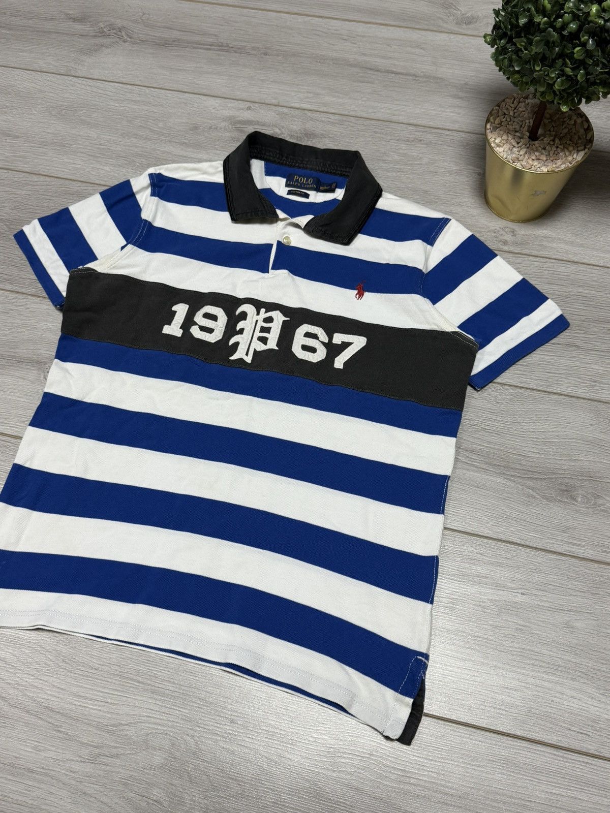 Polo Ralph Lauren Polo Ralph Lauren striped 1967 P rugby tee shirt Size US L / EU 52-54 / 3 - 1 Thumbnail