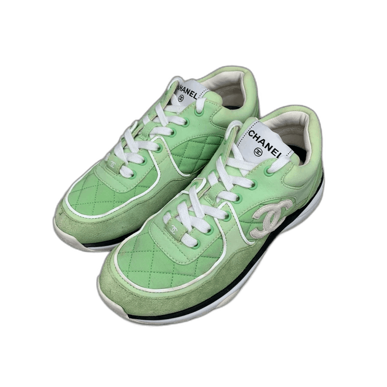 Chanel Chanel Green Diamond Pattern Sneakers Size 38 Size US 8 / EU 41 - 1 Thumbnail