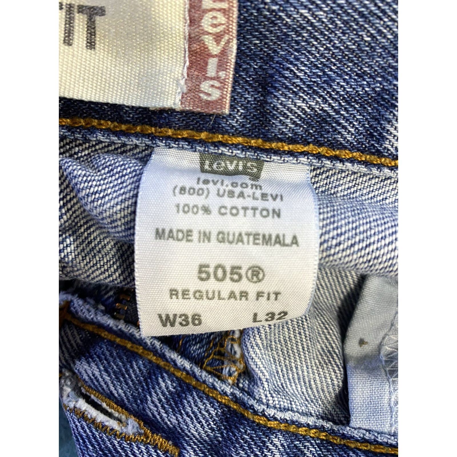 Levi's Levi's 505 Jeans Regular Fit Straight Leg Medium Blue Denim 36x32 Mens Pants Belt Loops 5-Pocket Design Size US 36 / EU 52 - 4 Thumbnail