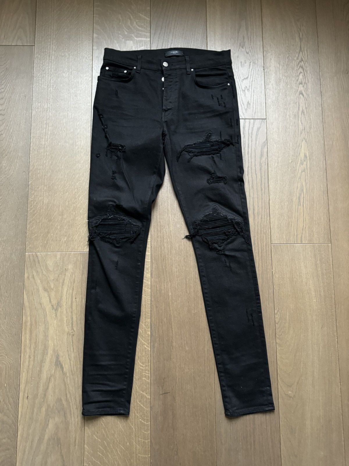Amiri Amiri MX1 skinny ripped biker jeans black Size US 33 - 1 Thumbnail