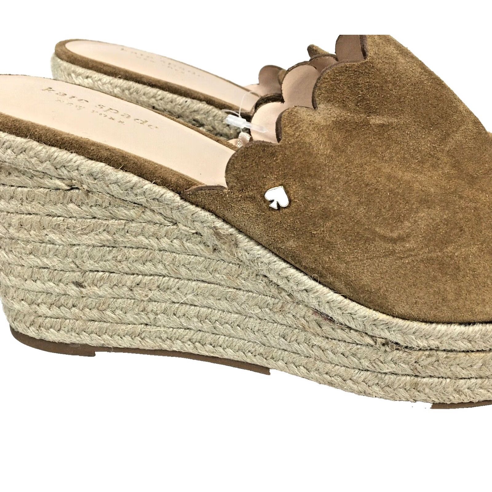 Vintage KATE SPADE Toby Espadrille Wedge Brown Suede Size 8.5 New Scalloped Platform Heel Wedges Size US 9 / IT 39 - 5 Thumbnail