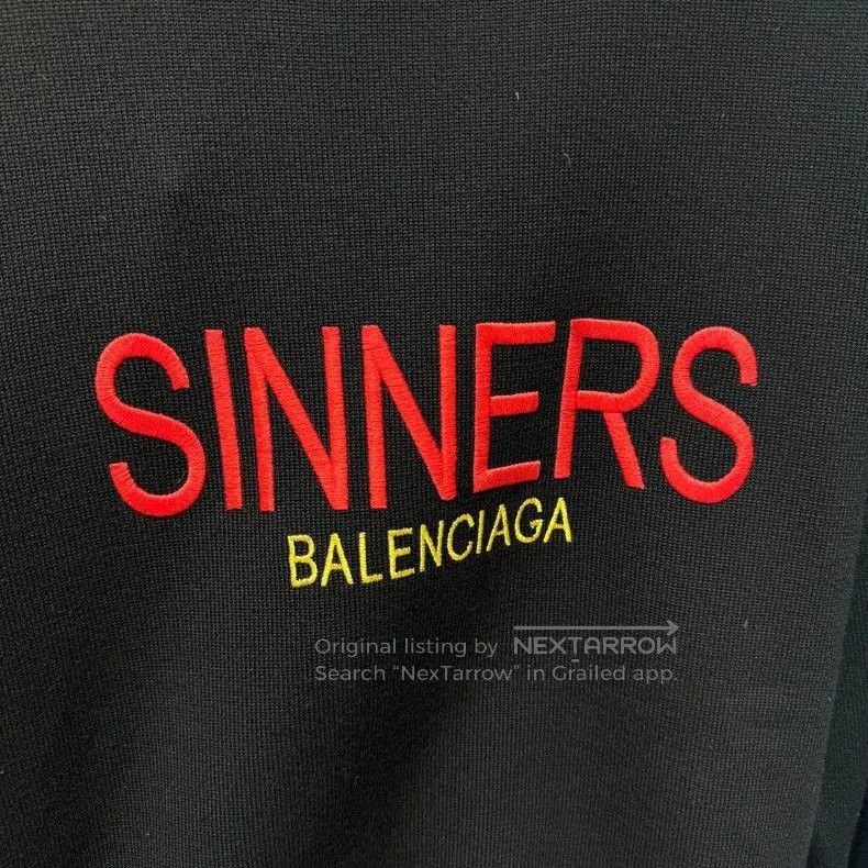 Balenciaga Balenciaga Black Embroidered Sinners Sweater. Size US M / EU 48-50 / 2 - 4 Thumbnail