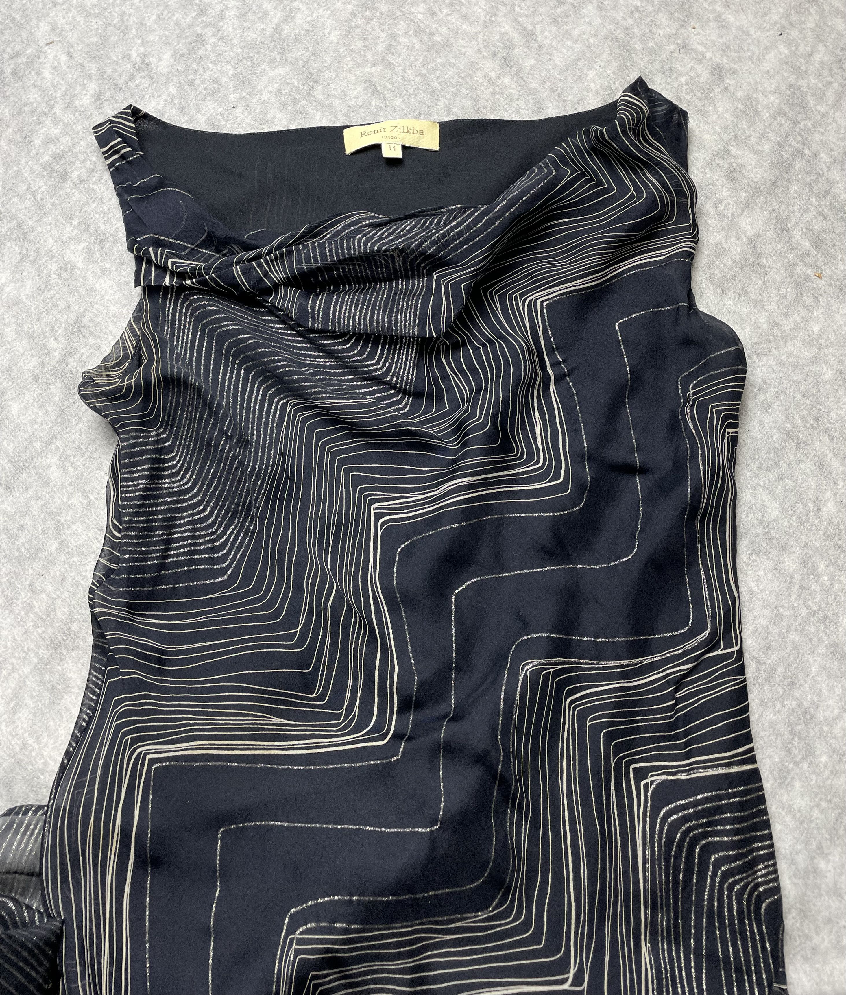 Other Ronit Zilkha London Silk Dress Sleeveless Abstract UK 14 Size L / US 10 / IT 46 - 5 Thumbnail