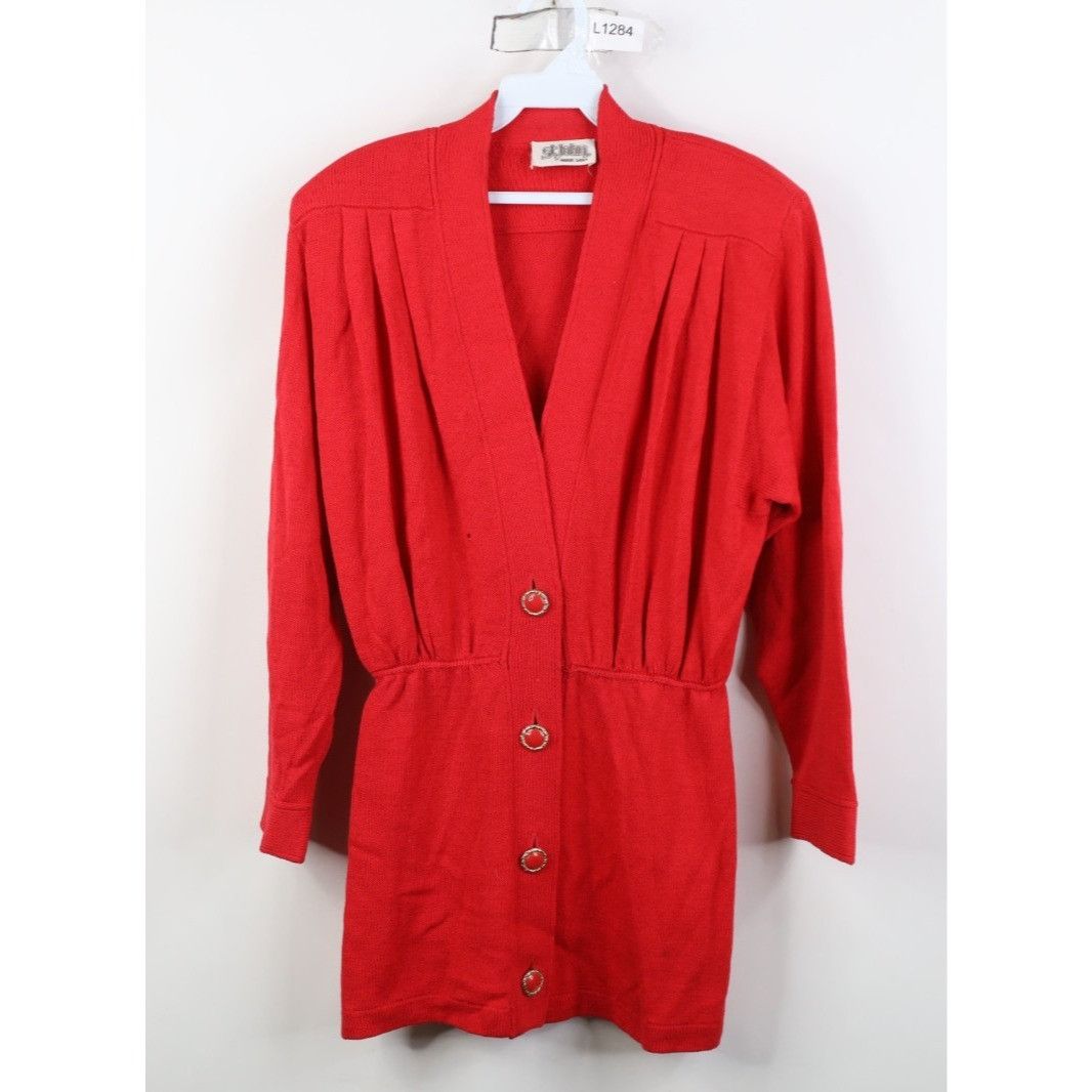 St. John Vintage 80s St John Marie Gray Wool Knit Cardigan Sweater Size L / US 10 / IT 46 - 1 Thumbnail