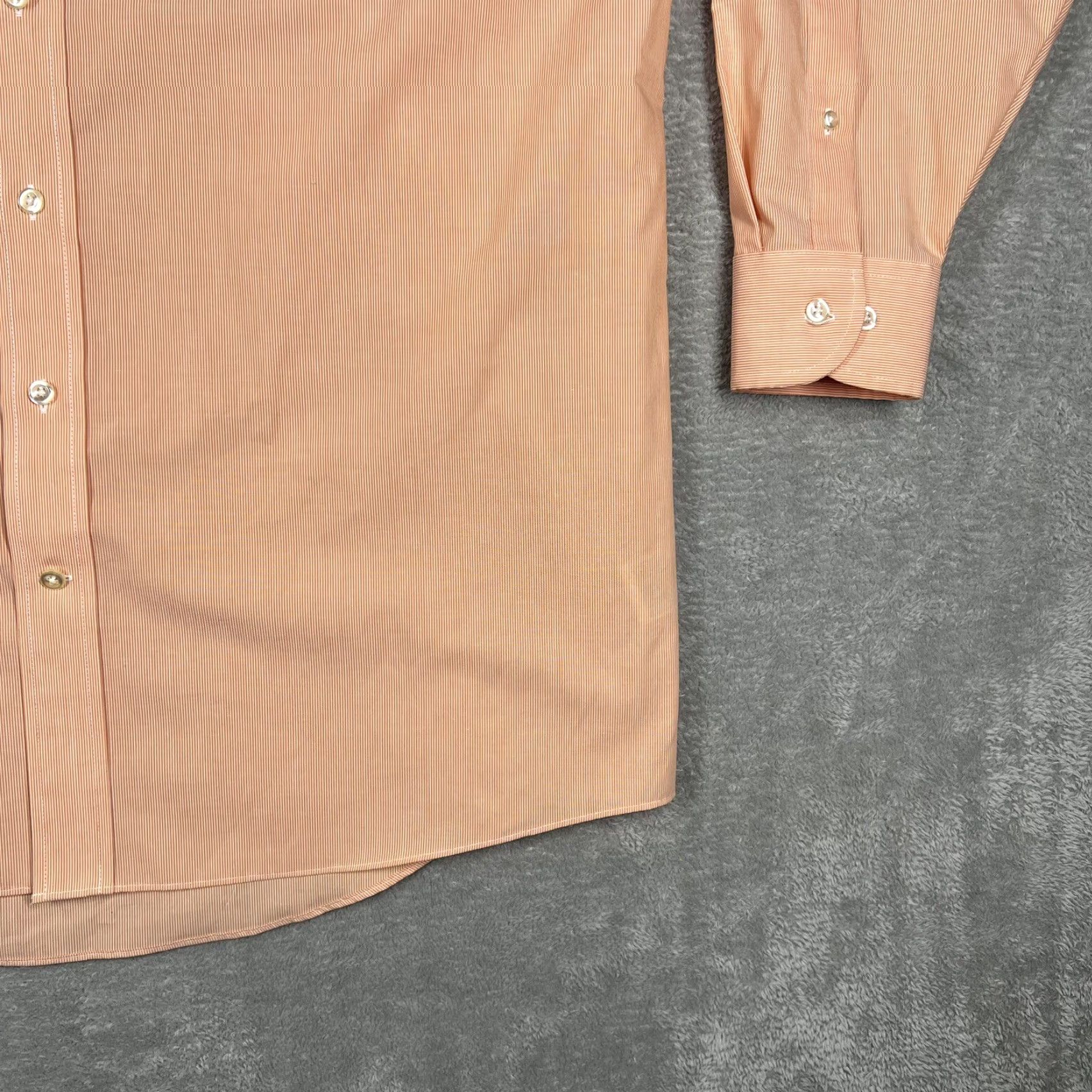 Stafford Stafford The Super Shirt Shirt Men 17 Salmon Striped Classic Fit Button-Up Size US XL / EU 56 / 4 - 5 Thumbnail