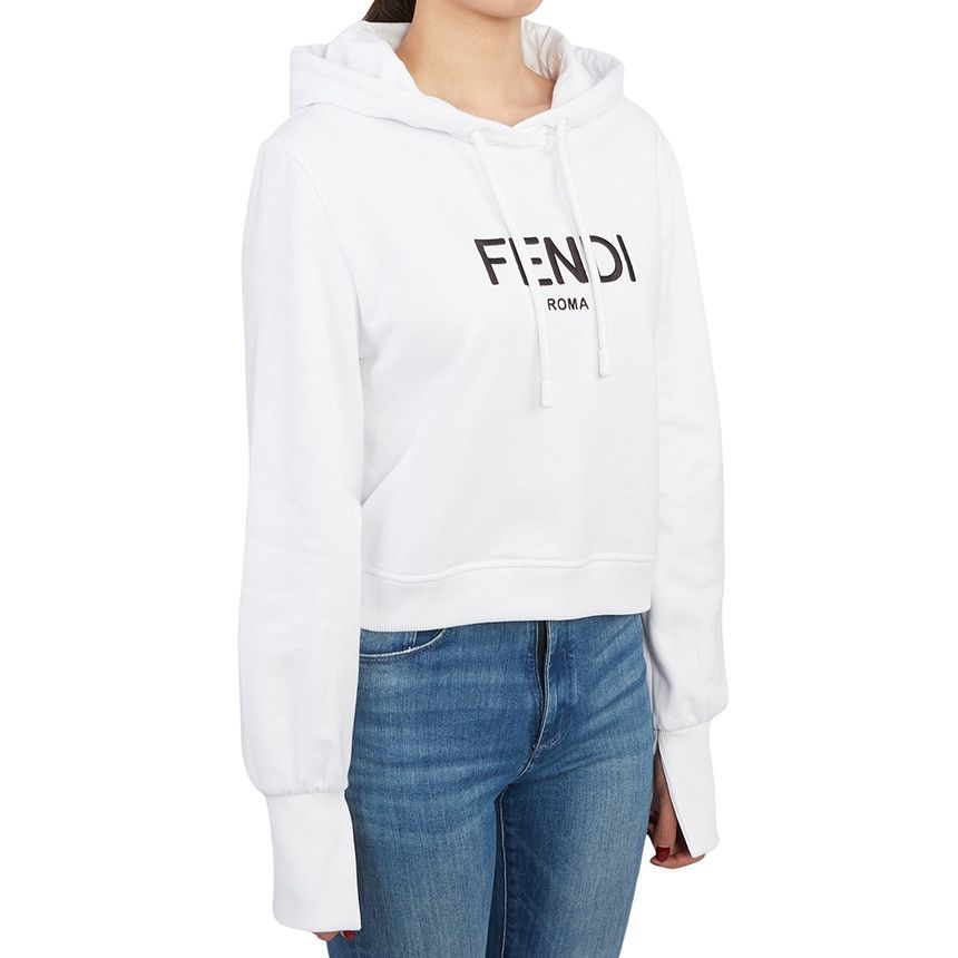 Fendi o1w1db10225 Cropped Hoodie in White Size XS / US 0-2 / IT 36-38 - 2 Thumbnail