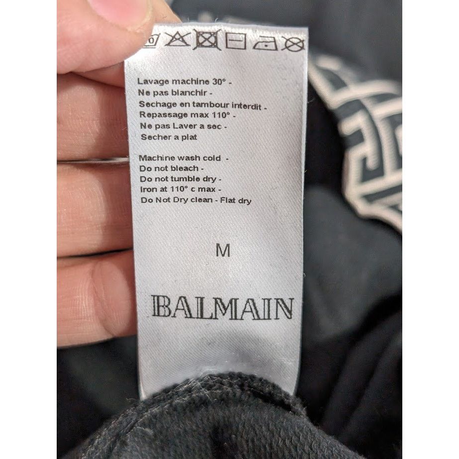 Balmain o1rshd1 Q:2 / Pullover Hoodie With Monogram Logo Trim Black Size US M / EU 48-50 / 2 - 16 Thumbnail