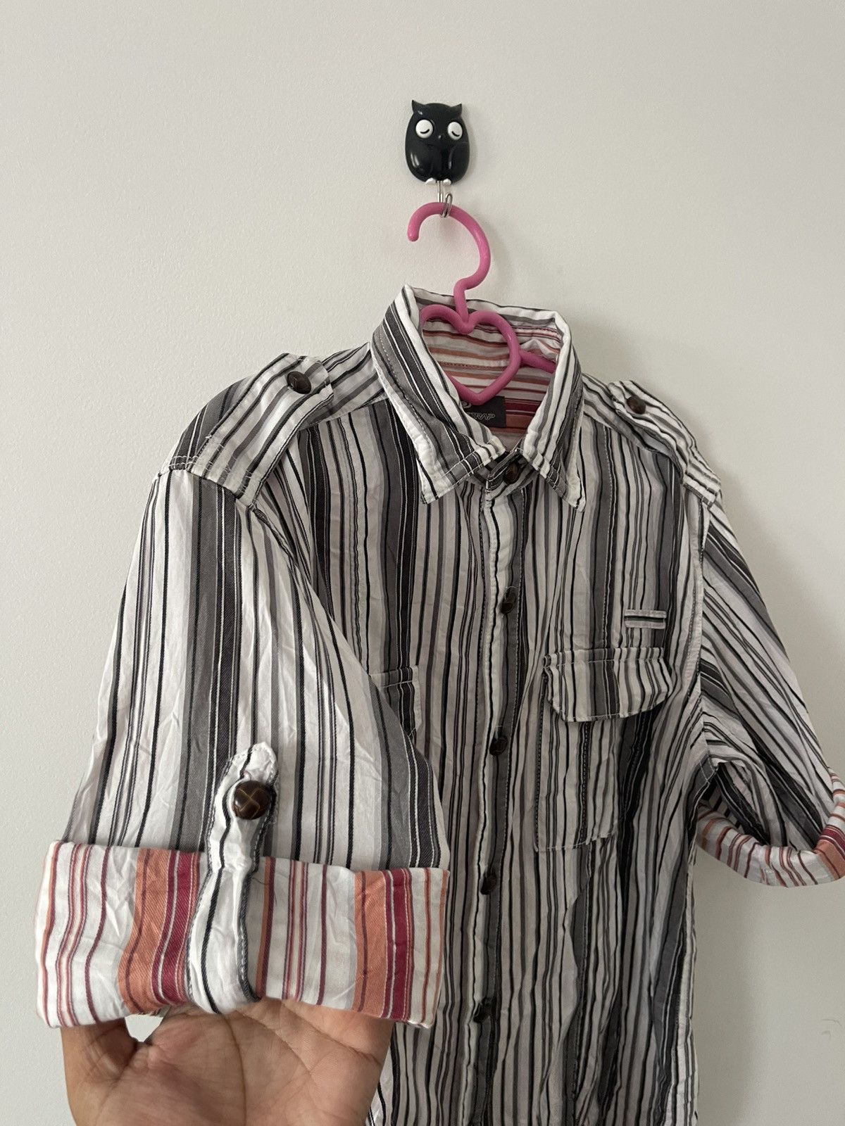 If Six Was Nine Rare Vintage RATTLE TRAP Striped Wood Button Japan Size US M / EU 48-50 / 2 - 3 Thumbnail