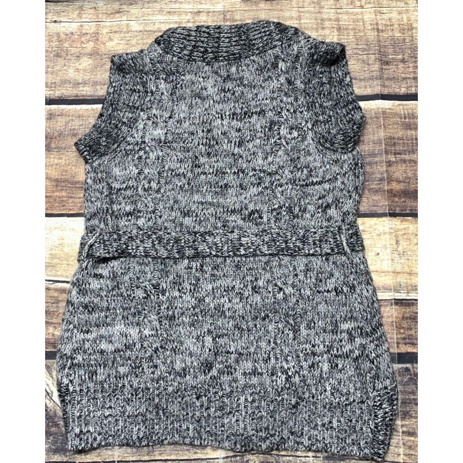 Vintage Charlotte Russe Cardigan Gray Medium Open Front Belted Chunky Knit Sweater Vests Womens Holiday Fall Winter Vintage No Size M / US 6-8 / IT 42-44 - 6 Thumbnail