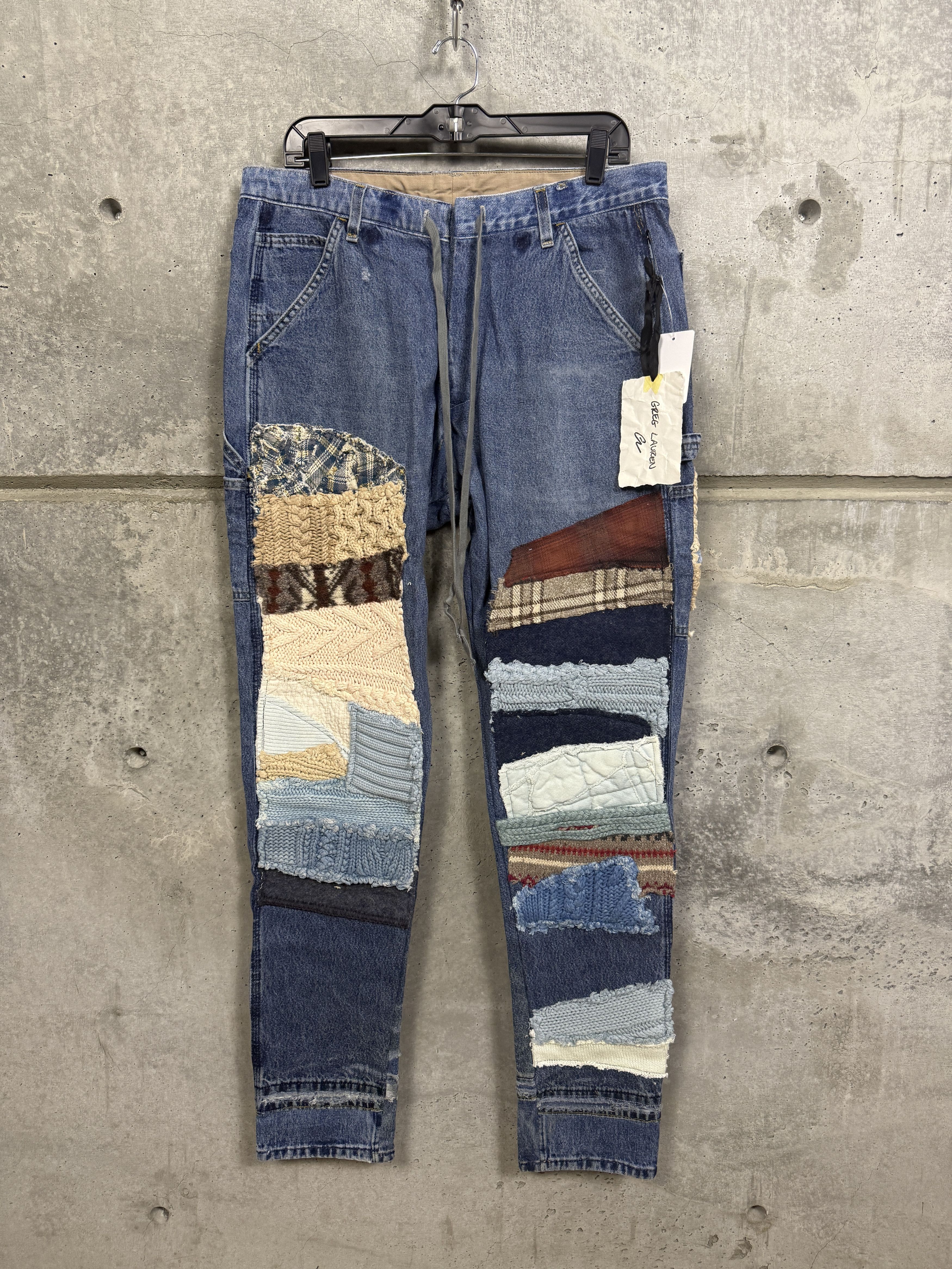 Greg Lauren Greg Lauren Distressed Denim 34 Lounge Pants in