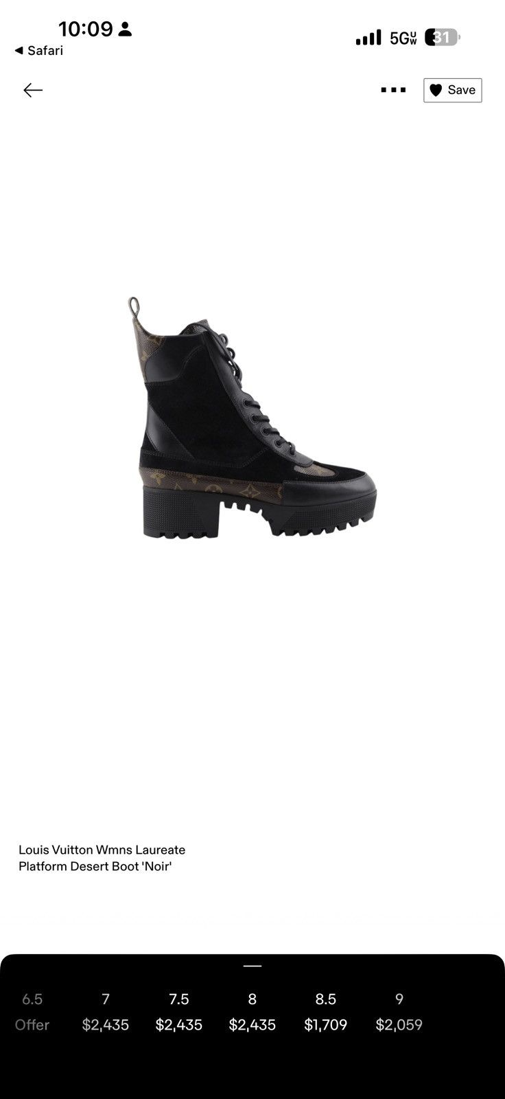 Louis Vuitton Wmns Laureate Platform Desert Boot 'Noir'